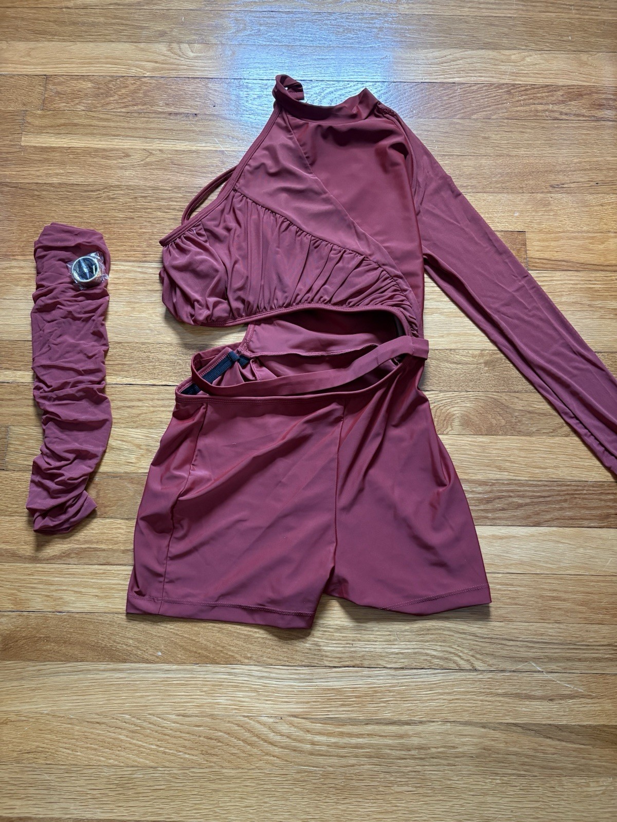 Revolution Dancewear Women’s Burgandy Long Sleeve Cutout Dance Outfit Set