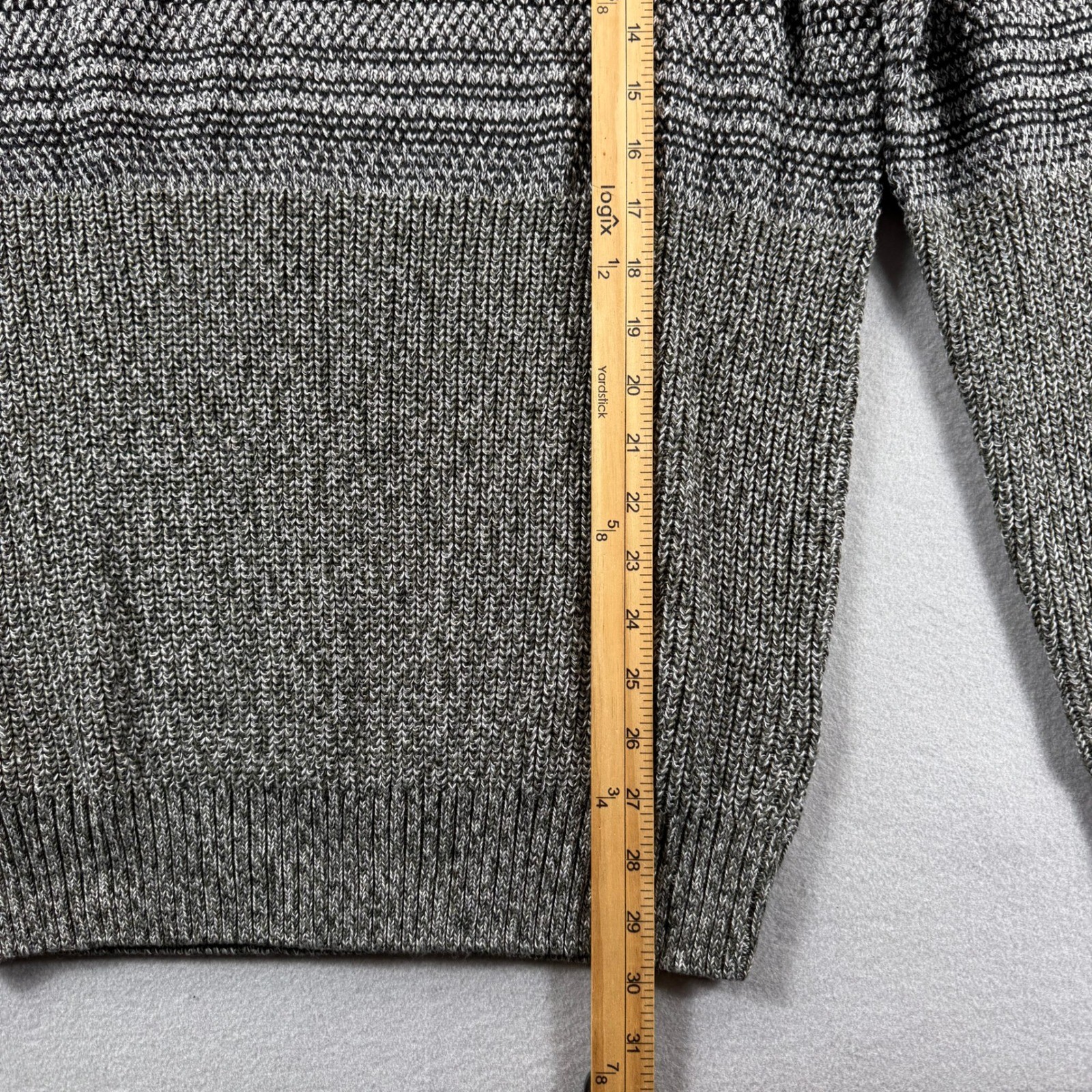 Commerce Hooded Sweater Mens Large Grey Heather Striped Knit Pullover SIEF4S6831