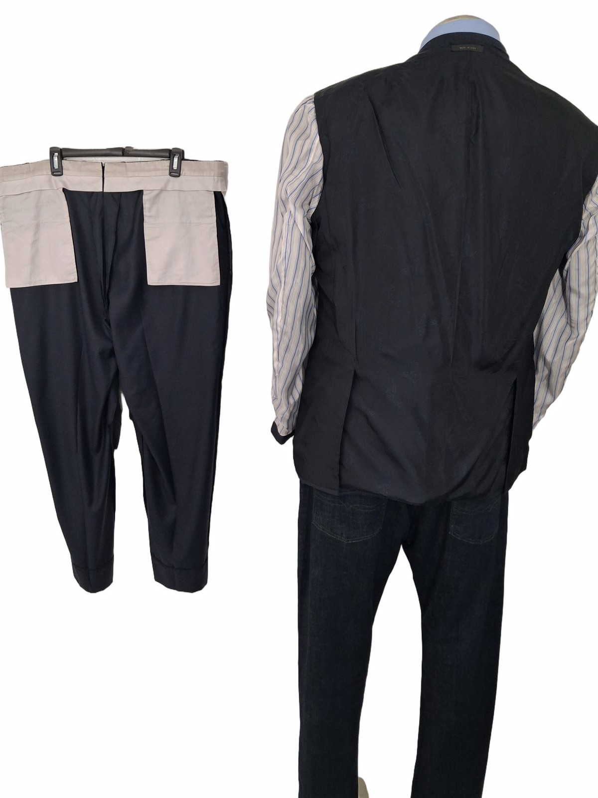 Brioni Italy NM Colosse Suit 48R Midnight Slate Micro Herringbone Working Cuffs