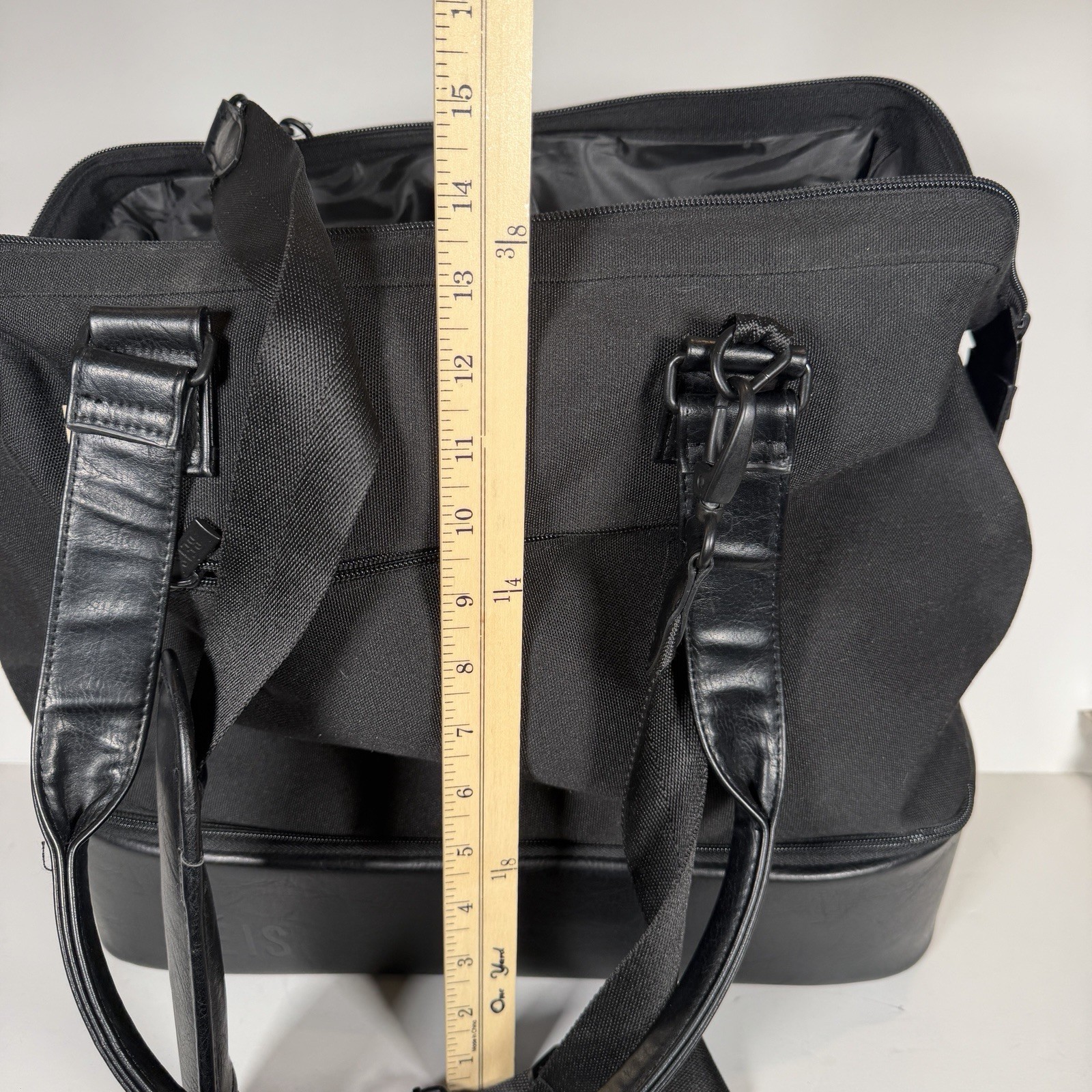 Beis Black Weekender Bag Lightweight Zip Closure Detachable Shoulder Strap Women