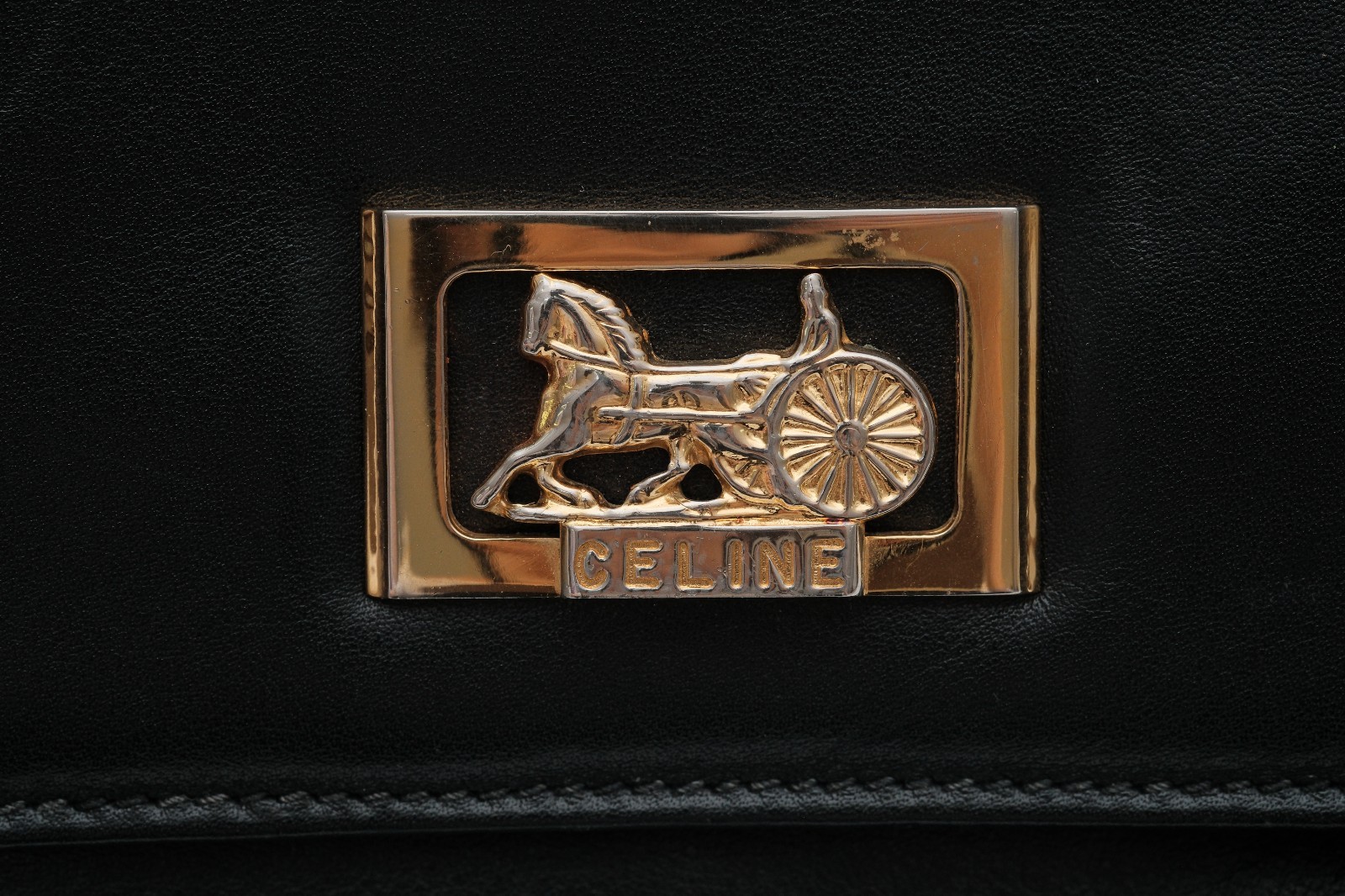 CELINE Clutch Hand bag Purse Horse Carriage Black