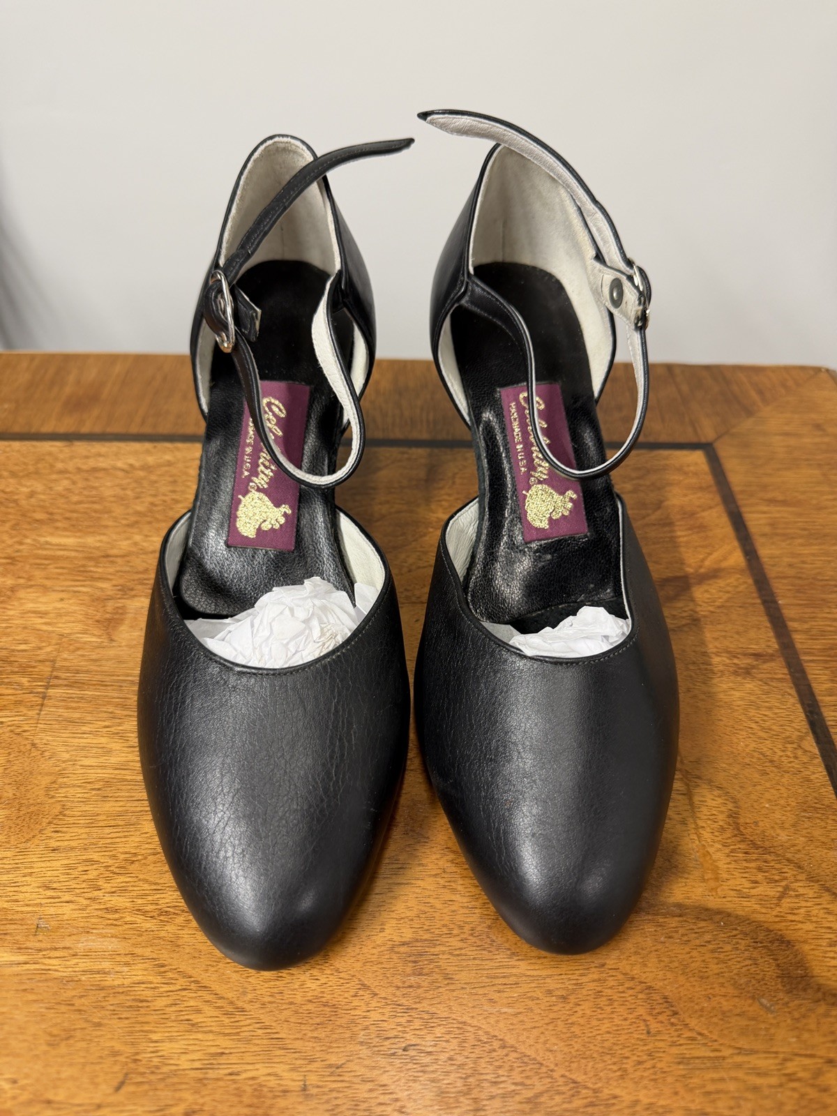 Vtg Women’s 8 Black Leather Sole Ballroom Dance Shoes Made in USA Theater