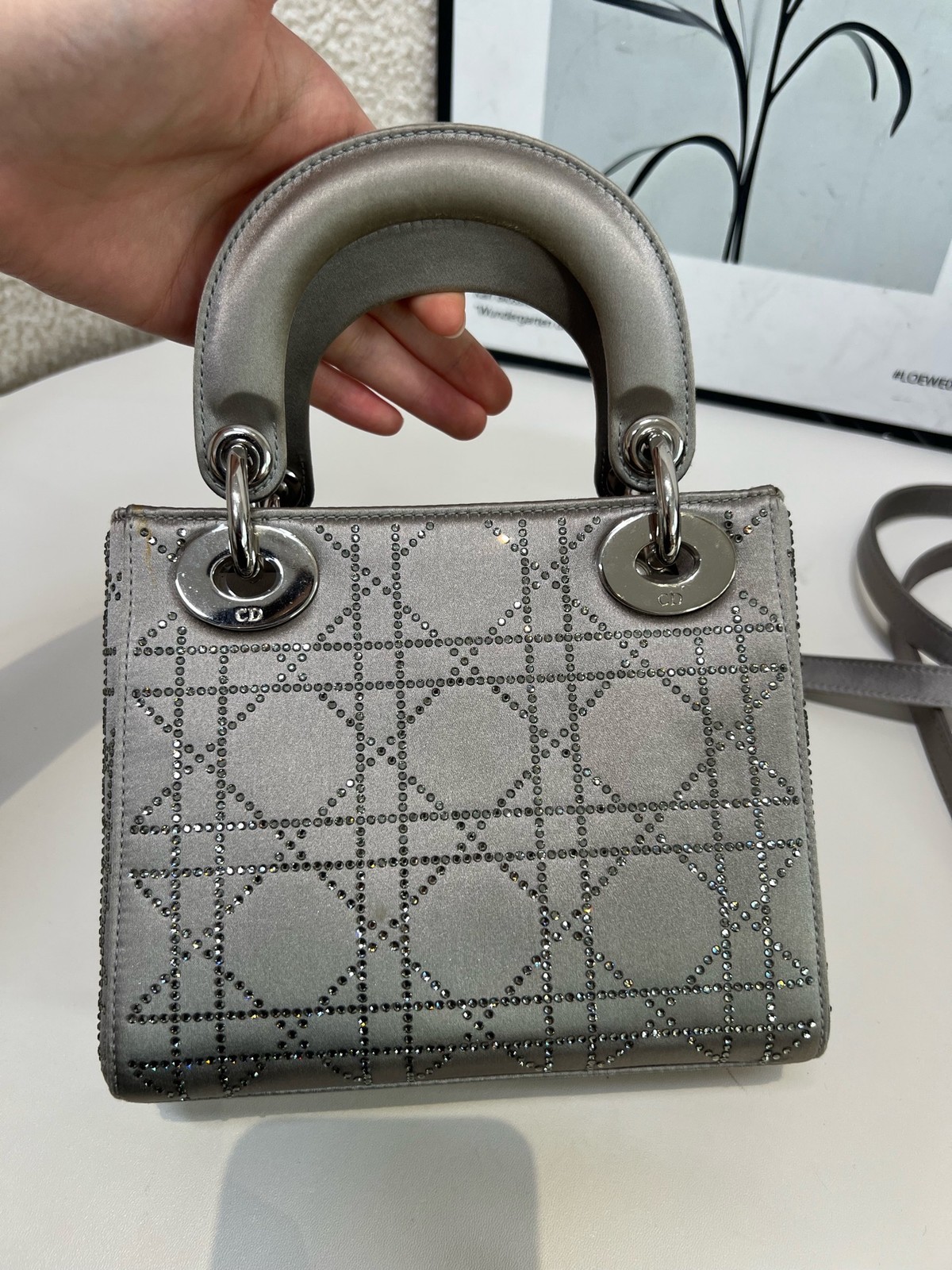 Dior Pre-Owned Authentic Satchel Silver Base length: 17 Silver