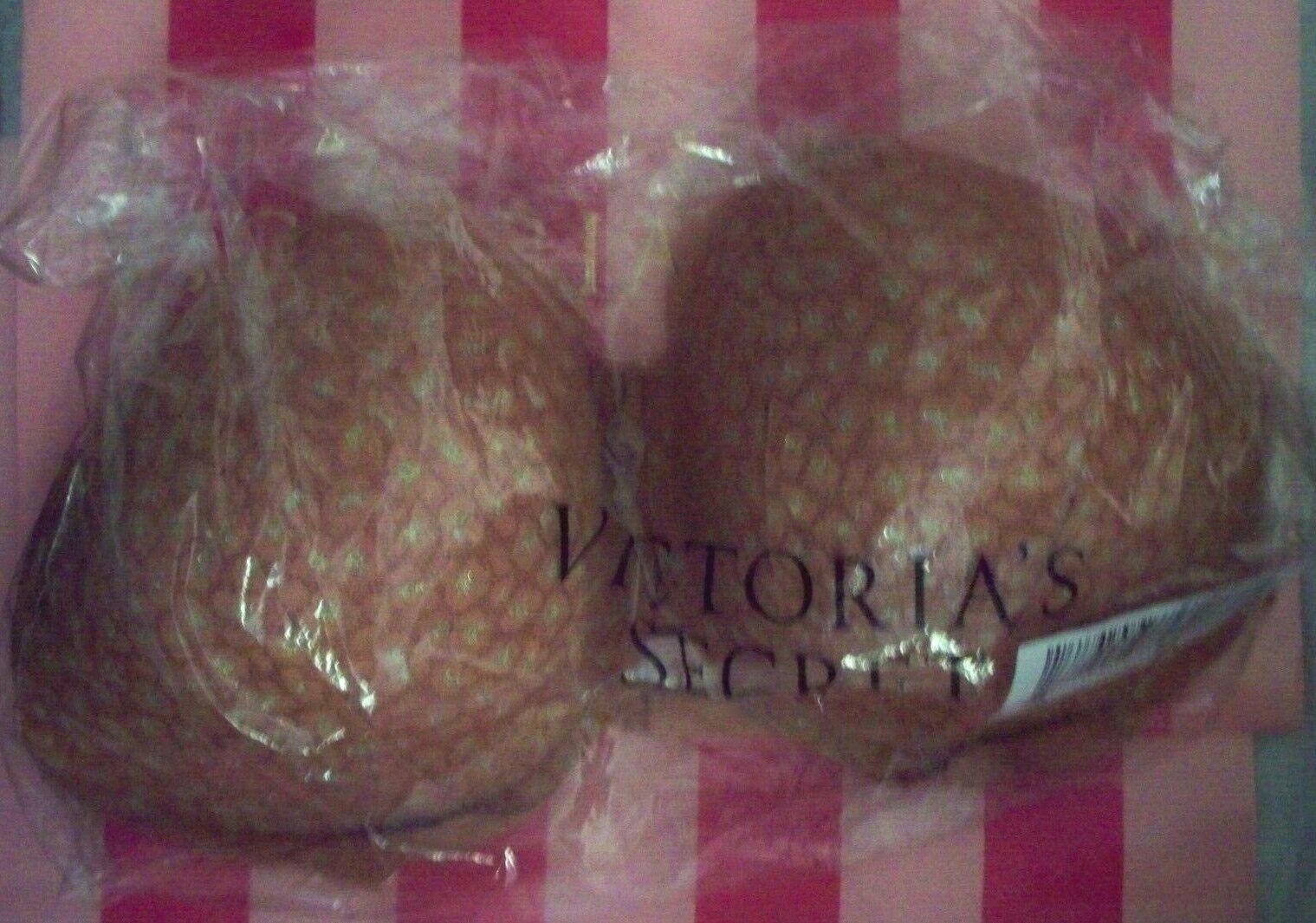 38D Carmel Gold SHINE Lace Mesh Extreme Lift Victorias Secret Plunge PU UW Bra