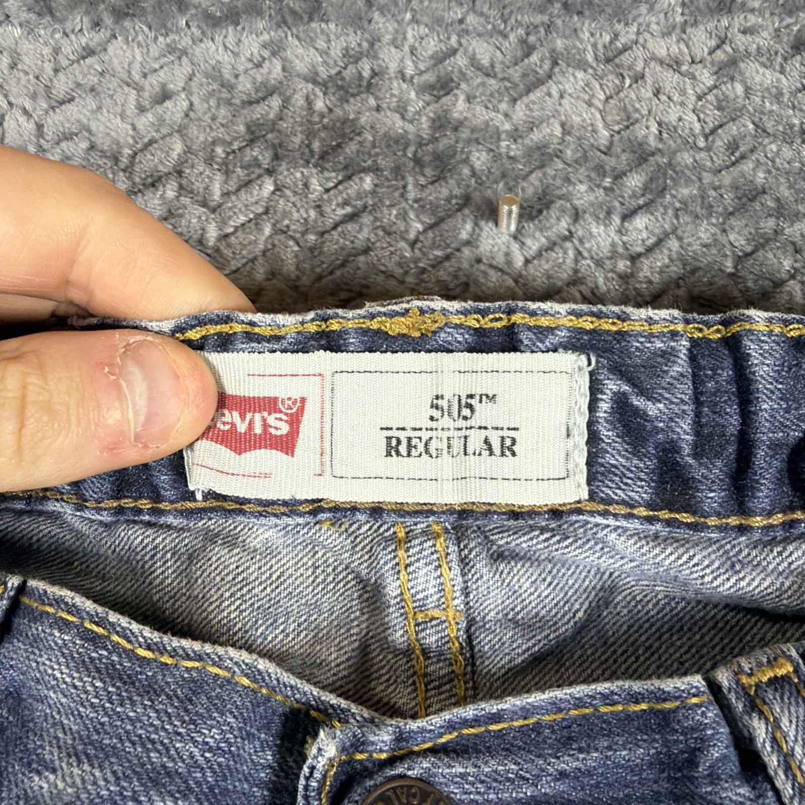 Levis 505 Reguar Straight Jeans Boys 12 Husky 32×27 Blue Denim
