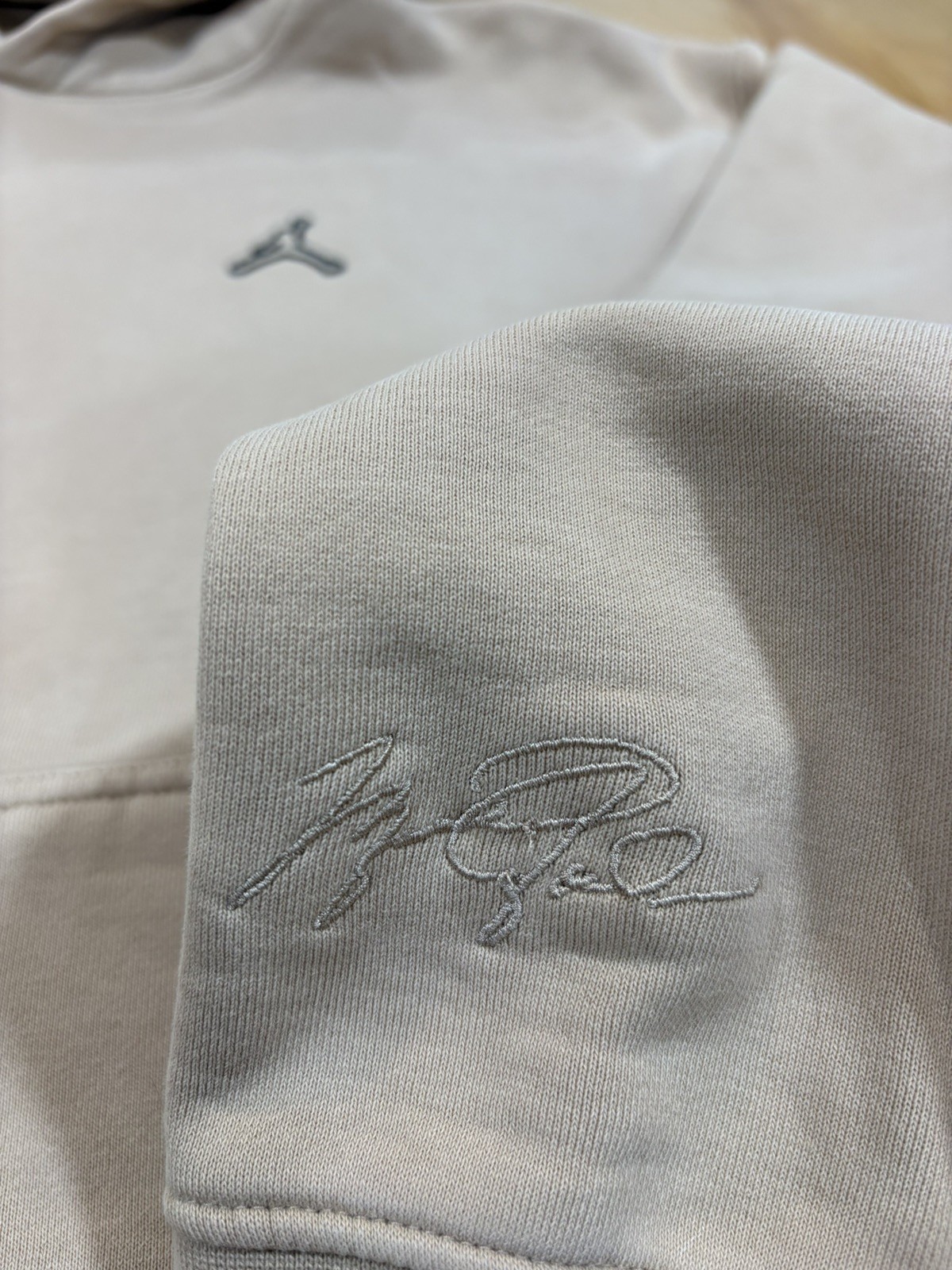 Air Jordan Nike Men MVP Fleece Pullover Hoodie Sandrift Brown Tan L