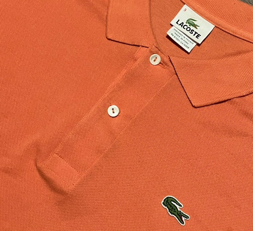 Lacoste Polo Shirt Mens 3XL 9 Orange Short Sleeve Knit Cotton Crocodile Logo