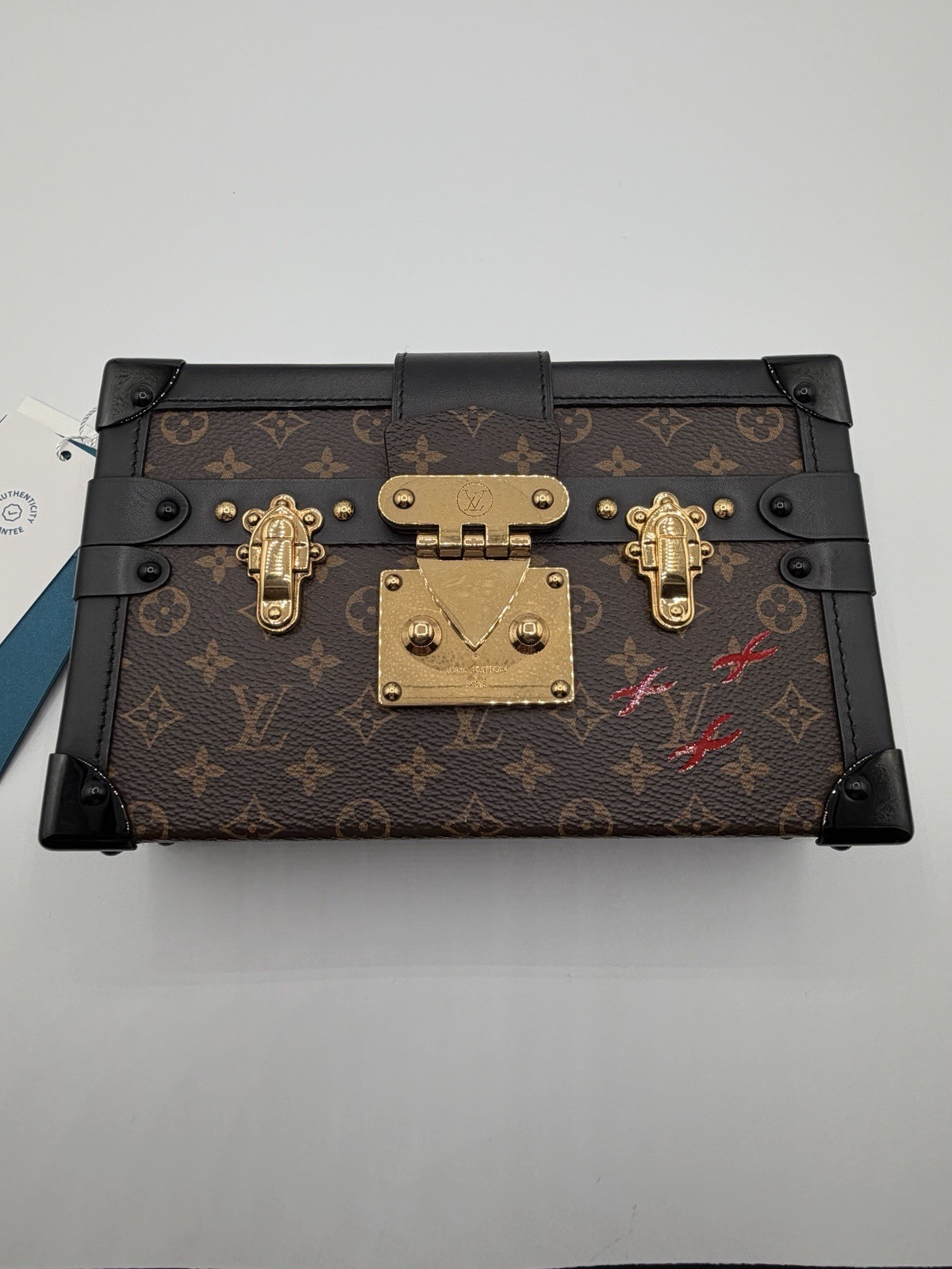 Louis Vuitton Petite Malle Monogram Trunk Box Clutch Brown/Black Gold HW