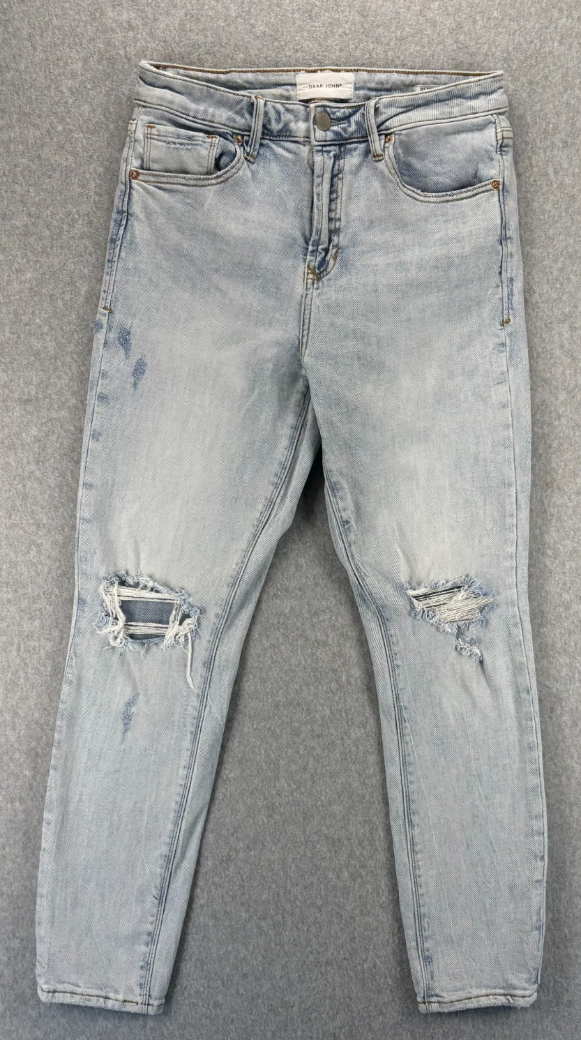 Dear John Olivia High Rise Jeans Size 30 Light Wash Distressed Stretch Grunge