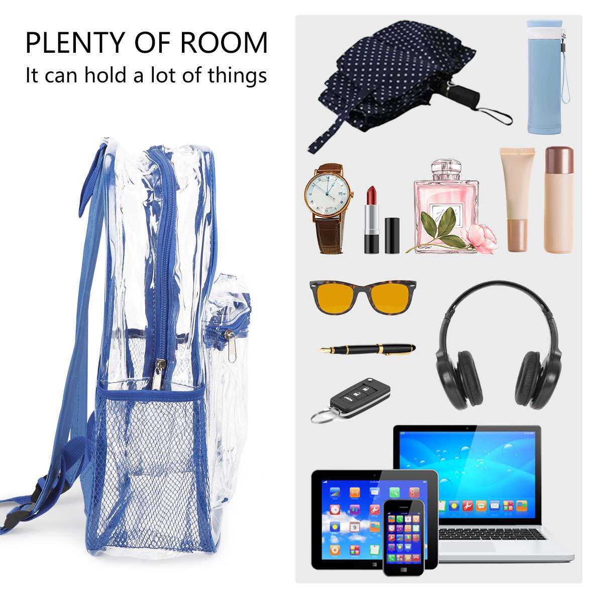 Heavy Duty Clear Backpack Waterproof Transparent Sling Bag See Through Bookbag