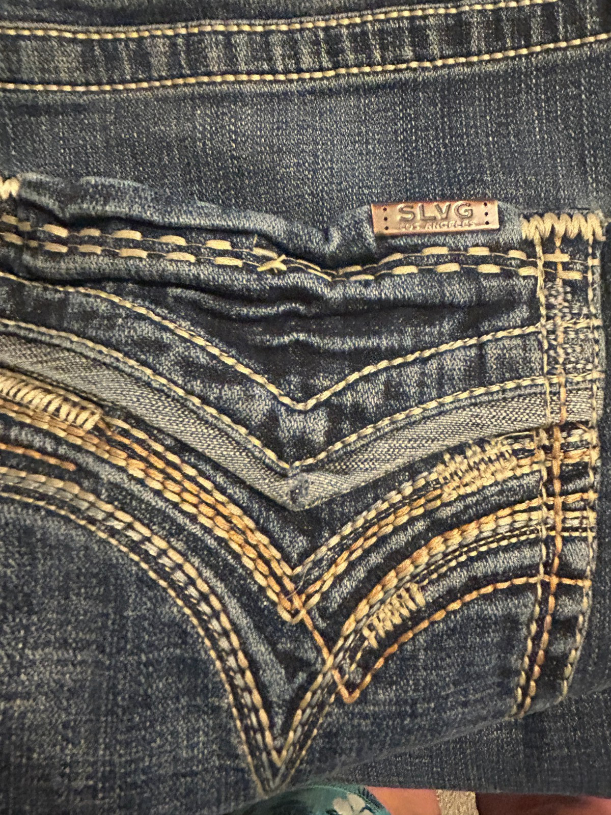 Mens SALVAGE SUPPLY CO Mayhem Bootcut Blue Denim Jeans Sz 34 R SLVG 23-460