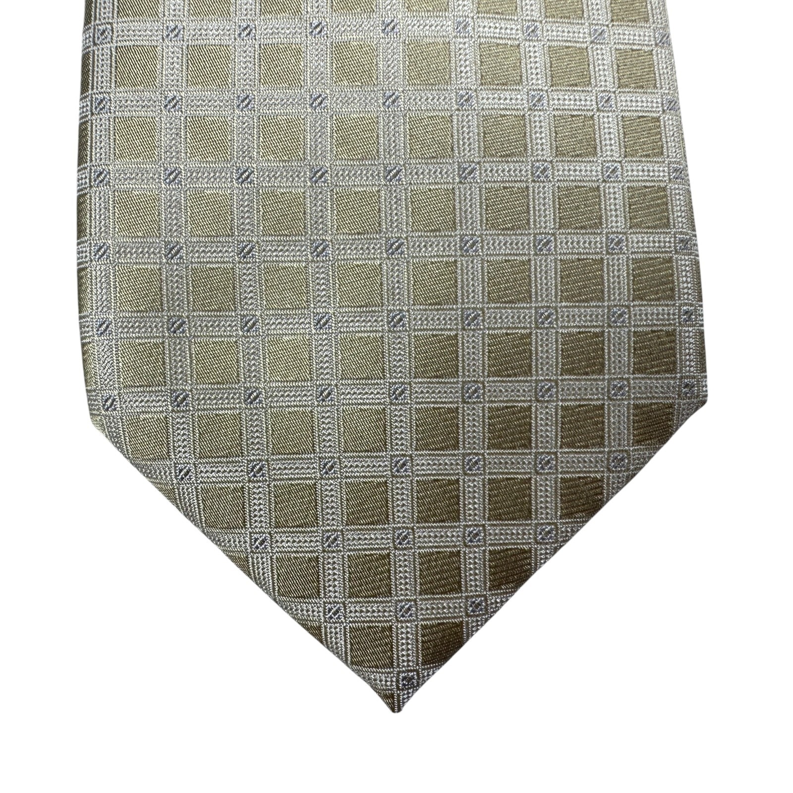 Michael Kors Mens Longboat Grid Classic Neck Tie Taupe 3 1/8″