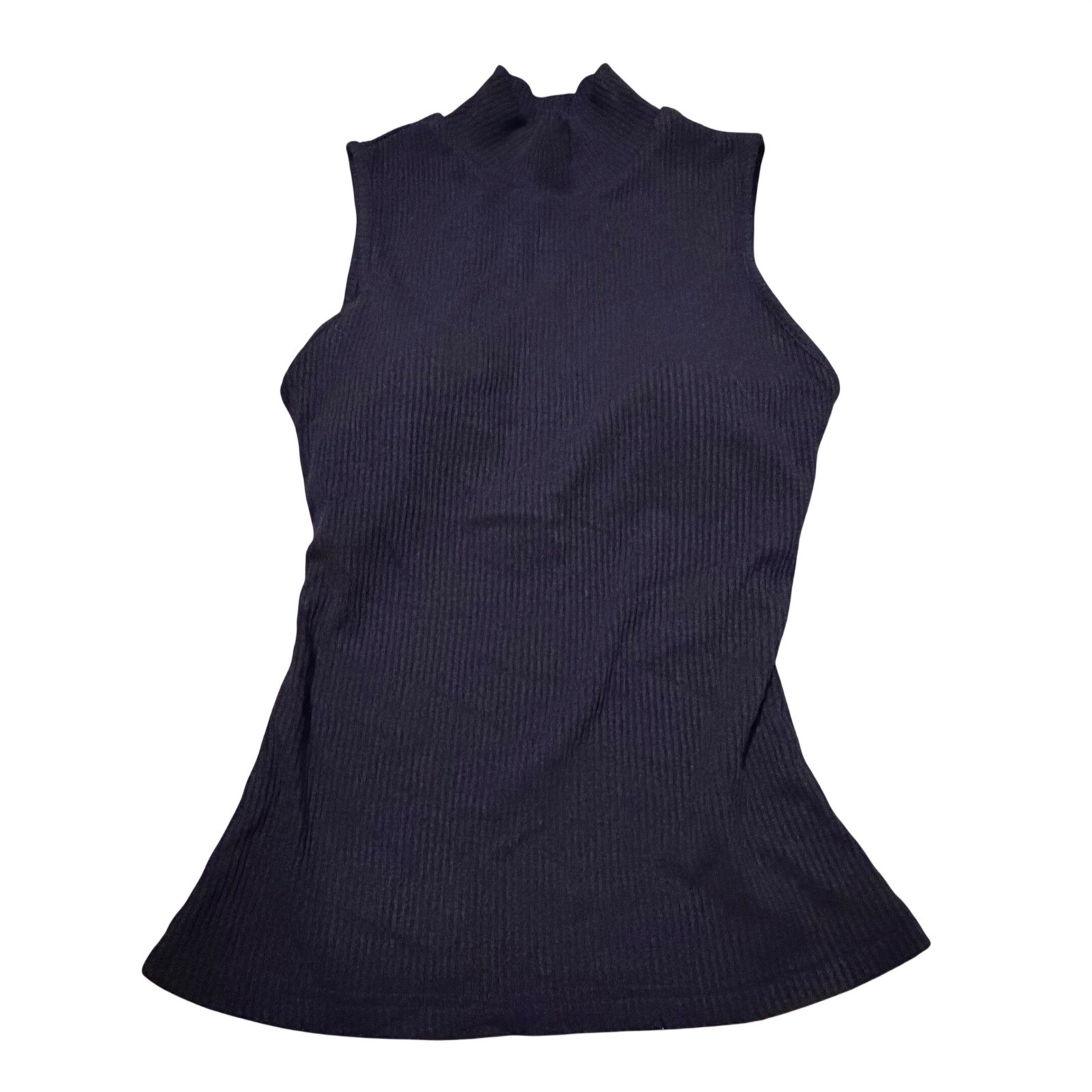 OGL Textured Rib Mockneck Sleeveless Brami Smoky Navy Blue Small NWT