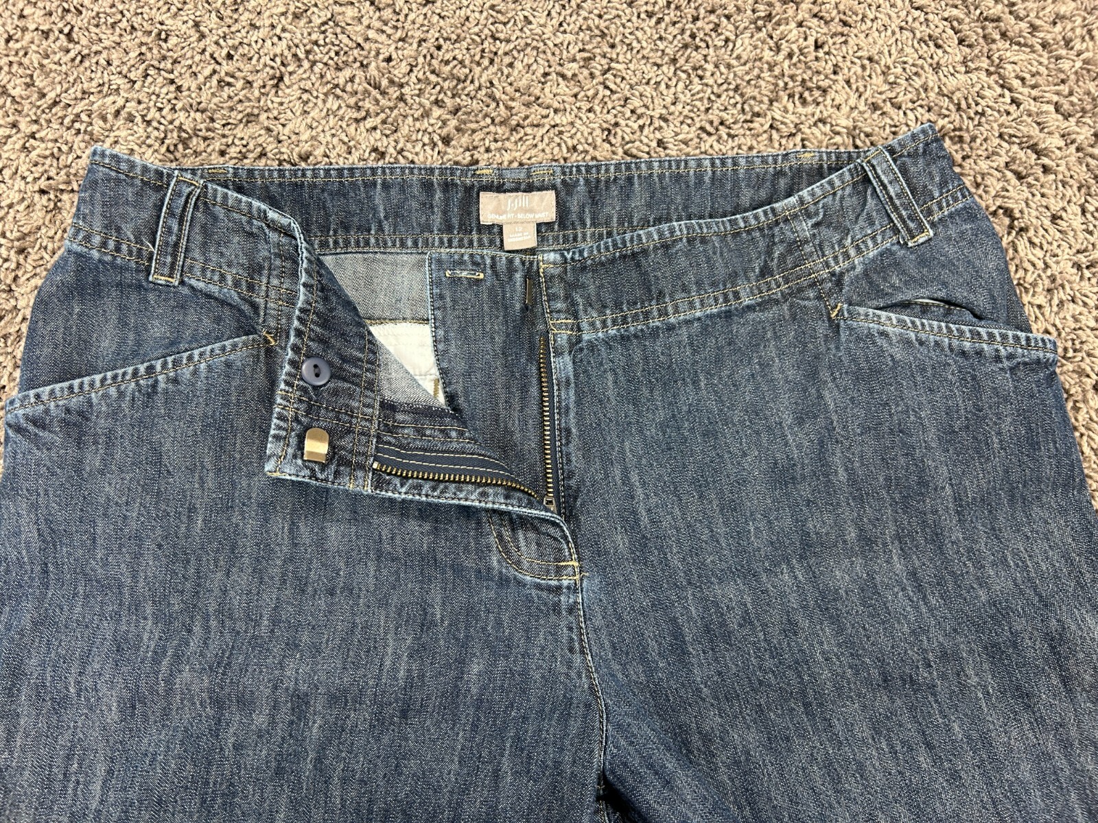 J.Jill Jeans Women’s Size 12 Blue Genuine Fit Below Waist Wide Leg (Act 33X30″)