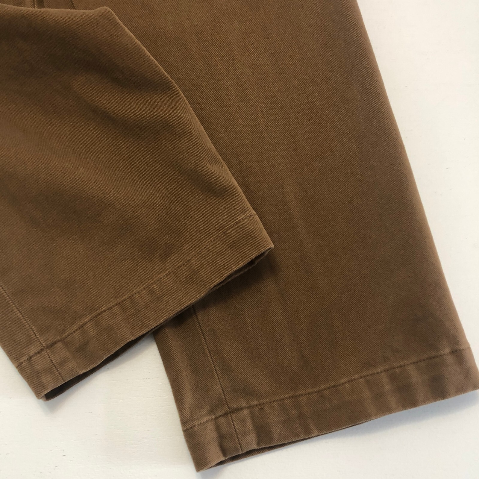 vtg Brooks Brothers 346 Pants 35×29.5 Brown 100% Soft Cotton Twill Hong Kong