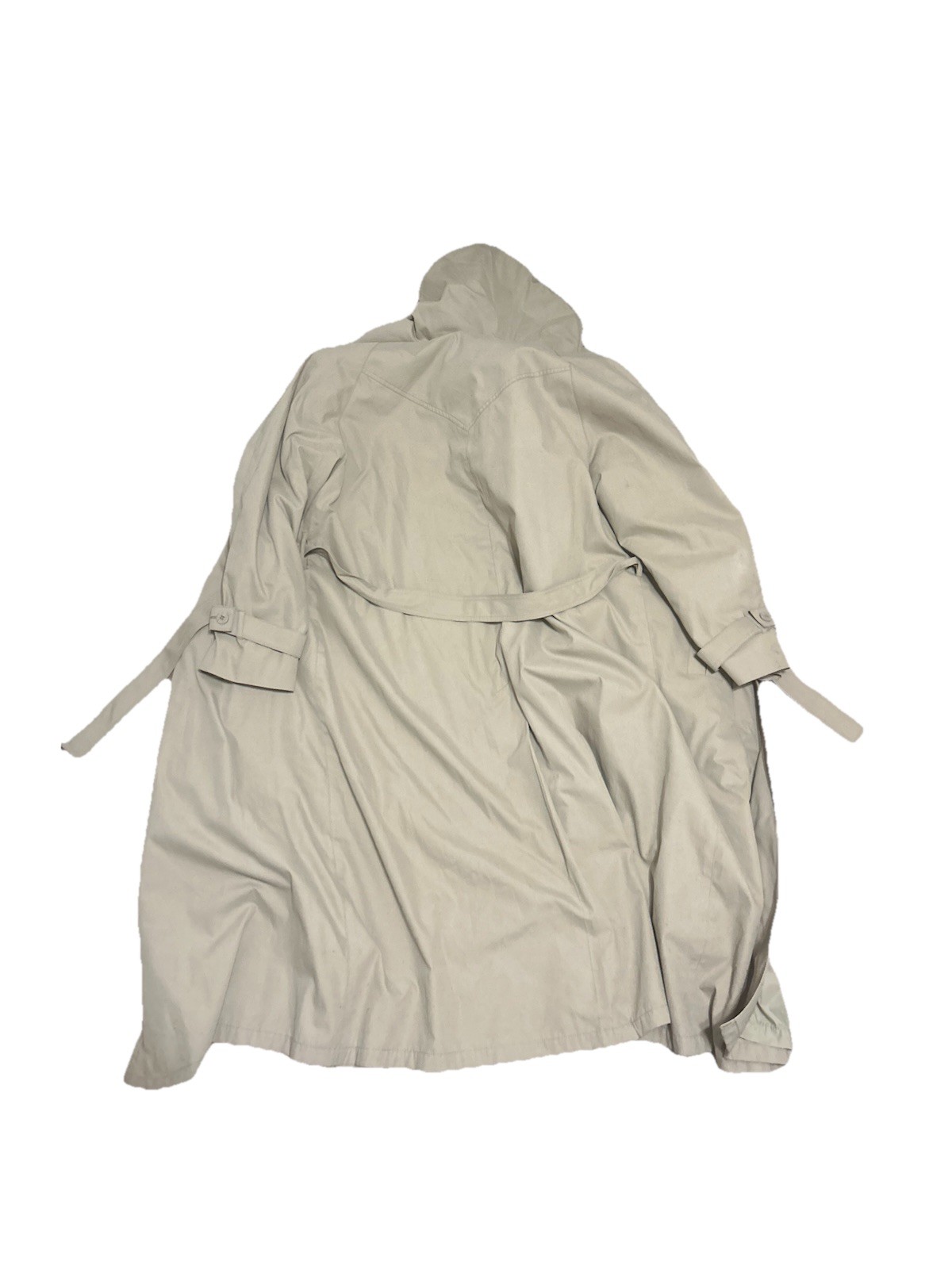 London Fog Sand Zip Out Houndstooth Lining Maxi Length Belted Trench Coat 16R