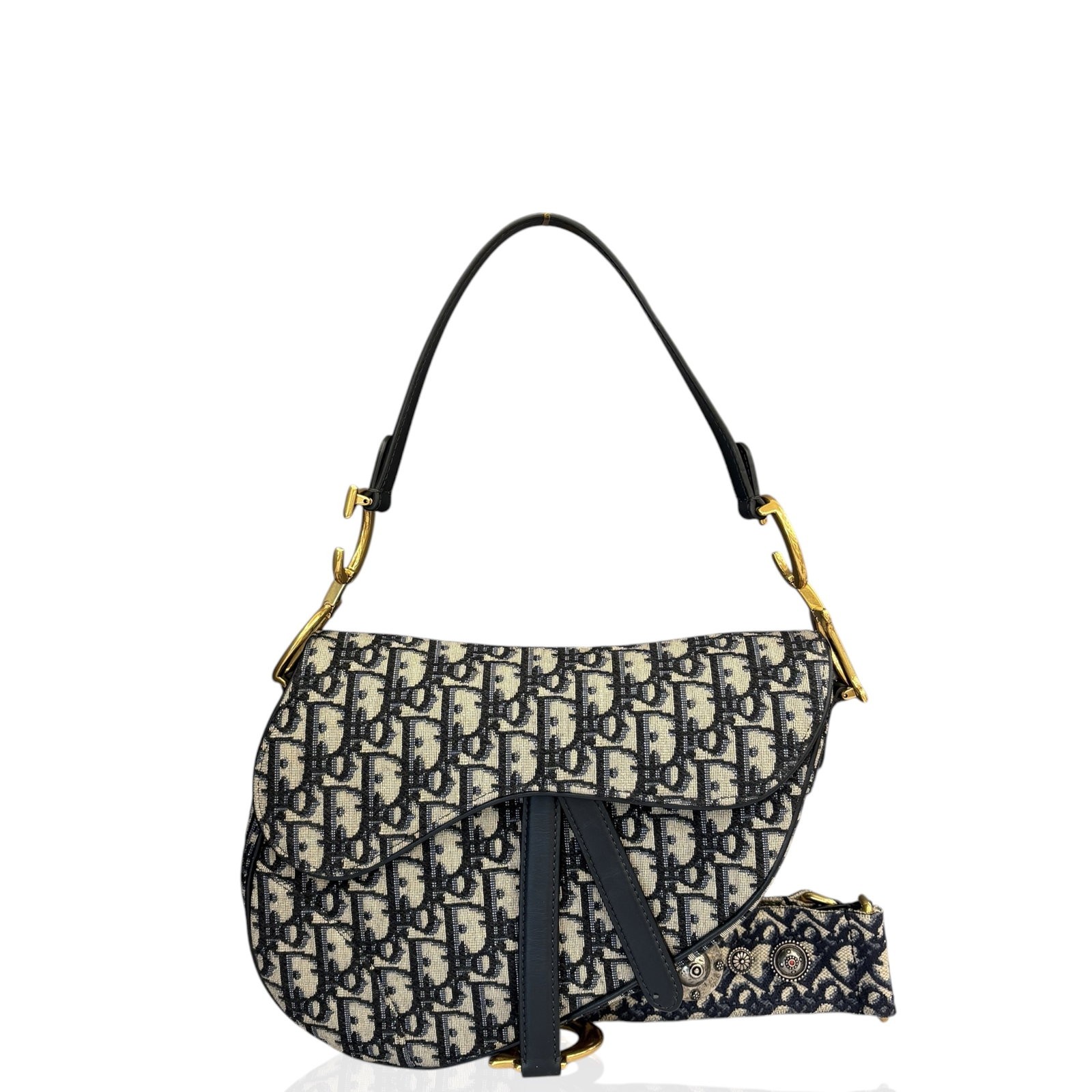 Dior Medium Saddle Bag Beige Navy Oblique (zh052626a3)