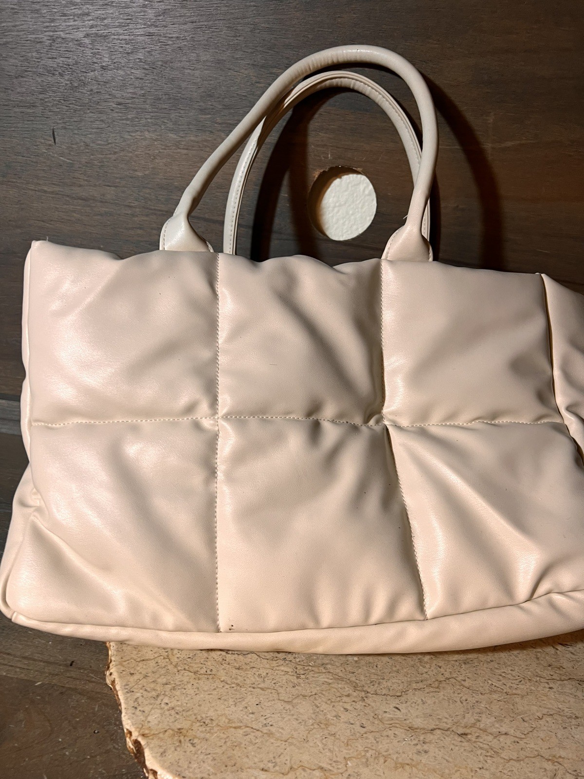 Ulta Beauty Beige Soft Tie Closure Purse Tote 15 X 9 X 5 Inches NWT NEW SOFT