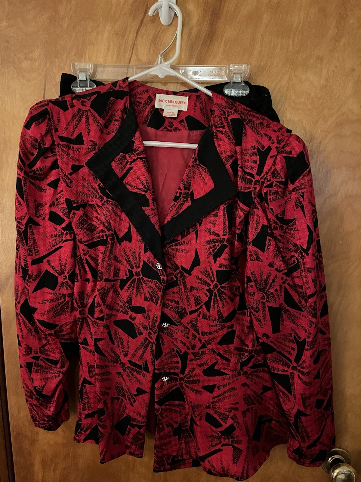 Vintage 1980s Jack Mulqueen Silk 2-Piece Skirt Suit Jacket & Skirt size 10