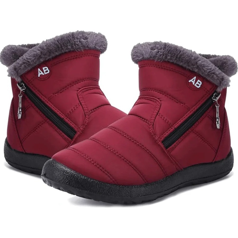 Men Women’s Waterproof Snow Boots Warm Fur Lined Ankle Boots Winter Shoes Zip Up