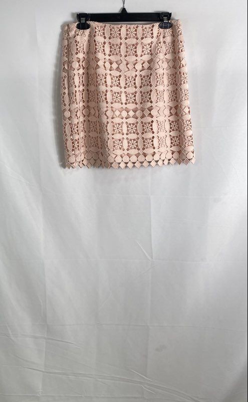 Sandro Women’s Blush Pink Geometric Eyelet Lace 2-Piece Suit Set Top Skirt Sz 2
