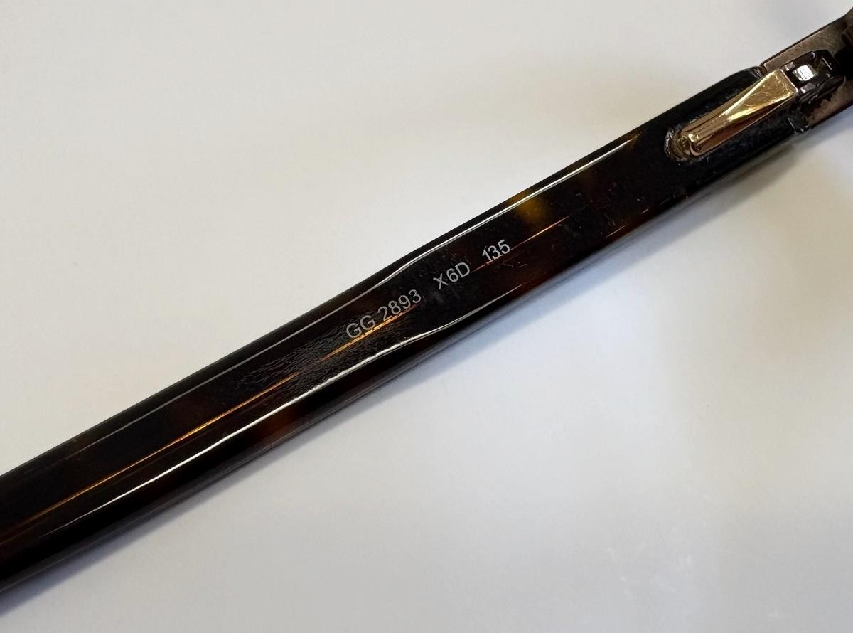 Gucci GG2893 X6D Brown Havana Metal Tortoise Eyeglass Frames Italy 50-15-135