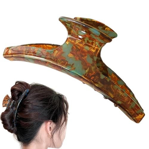 Wenlly large tortoise hair claw banana clips, 4.7 Inch cellulose acetate brown