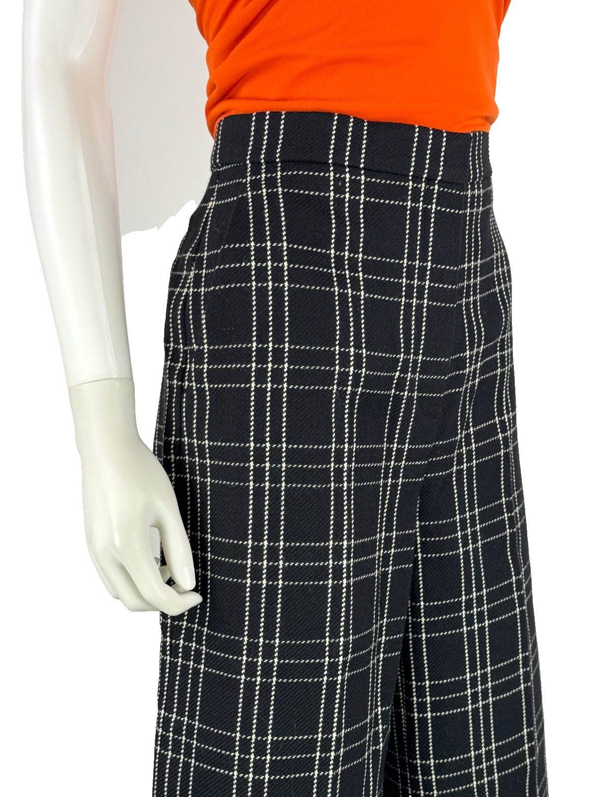 $2K Christian Dior New Black White Wool Dress Pants 4 6 US 40 IT S Culottes Auth