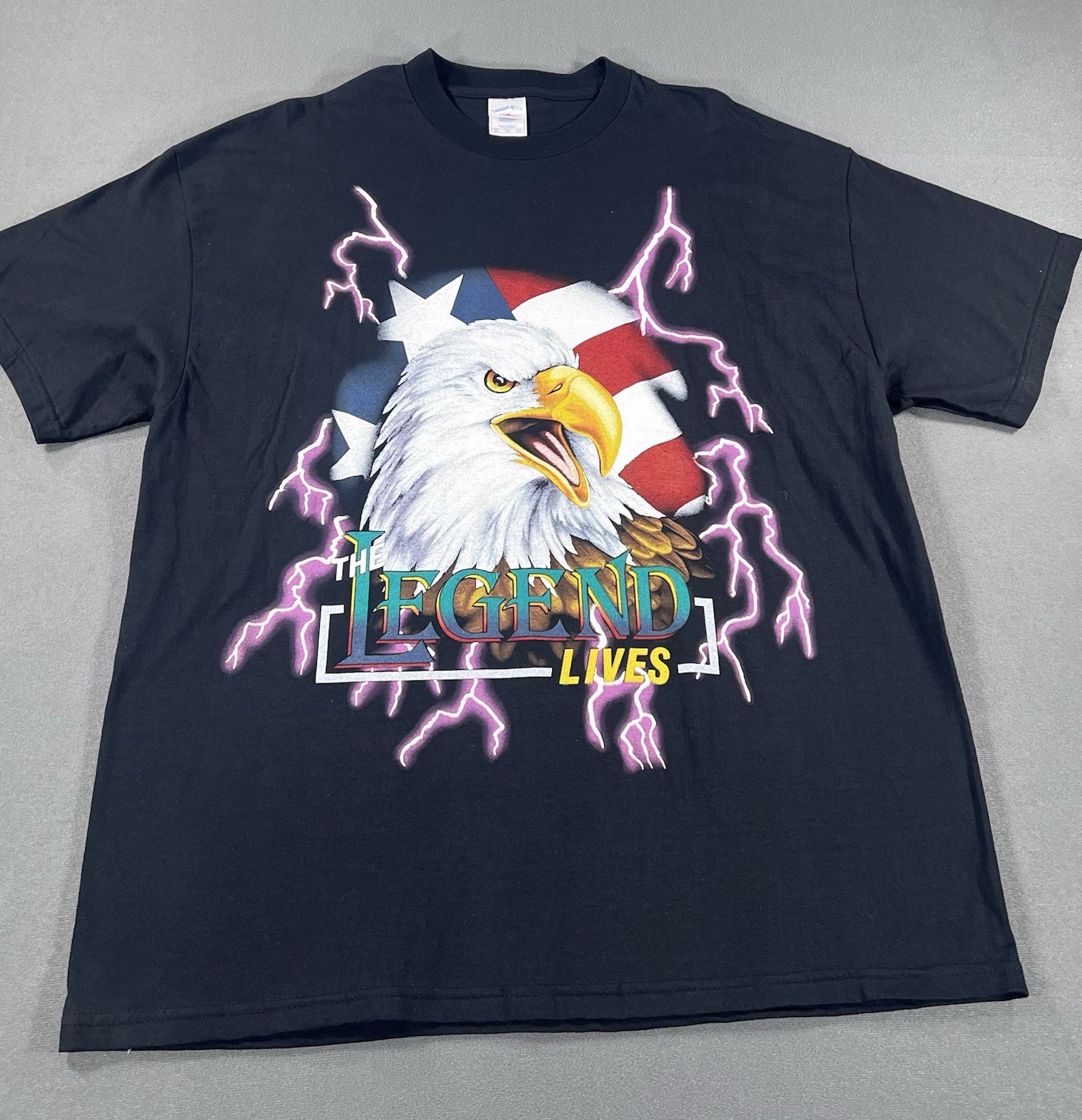 VTG American Thunder 90s Biker Black Sz XL Graphic Tennessee River T-shirts X3