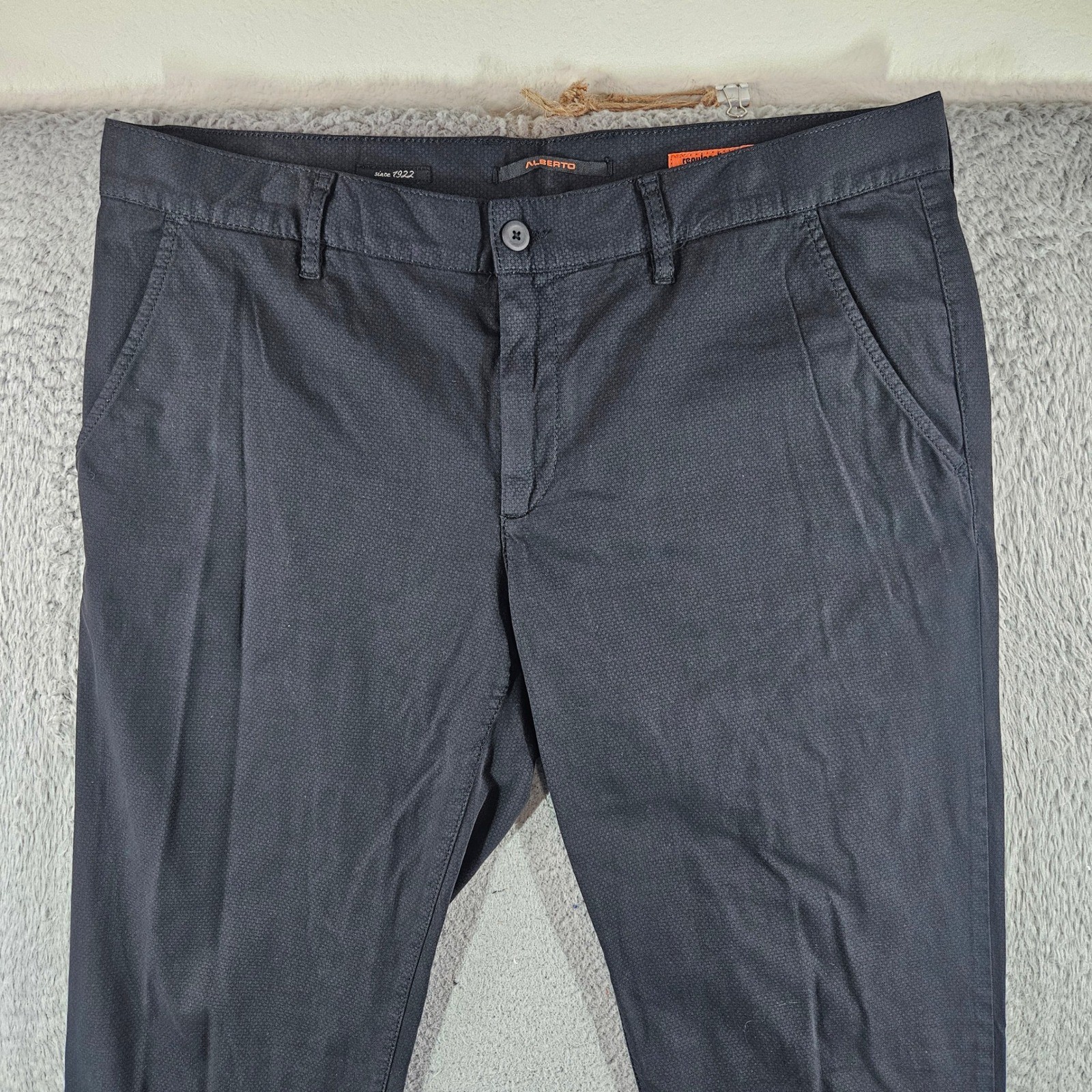 Alberto Mens Regular Slim Fit Dynamic Superfit Print Pants Black 36×34