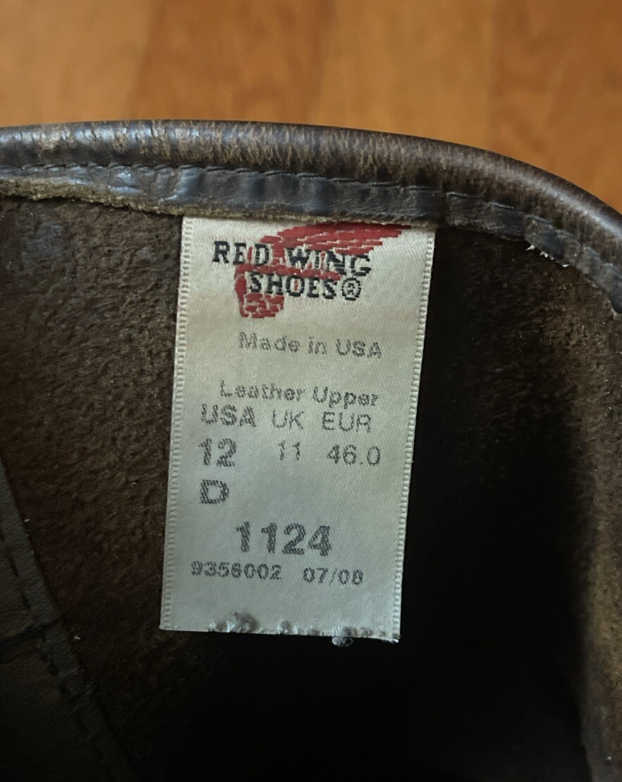 Men’s Red Wing 1124 Pecos Cowboy Western Work Boots Brown Leather USA size 12 D