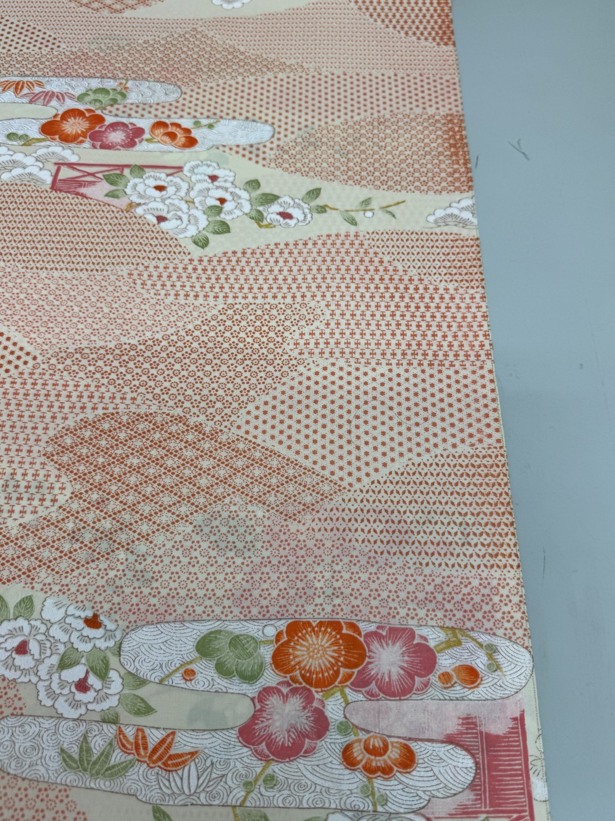 Japanese Vintage Kimono Fabric cloth Boro Wool Pink tradition 35.4×14.5 in