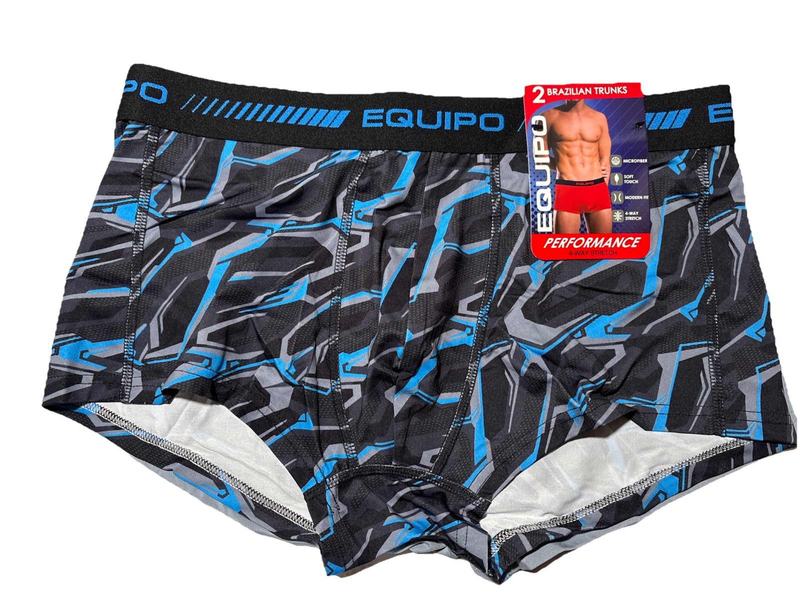 2 Pack Equipo Brazilian TRUNK Brief Underwear Microfiber Stretch Men’s L