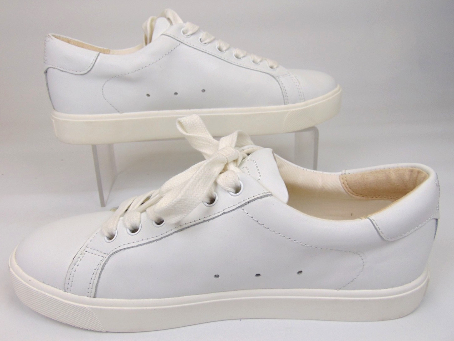 NEW! Sam Edelman Ethyl White Leather Low Top Fashion Sneaker Womens Size 8.0 Med