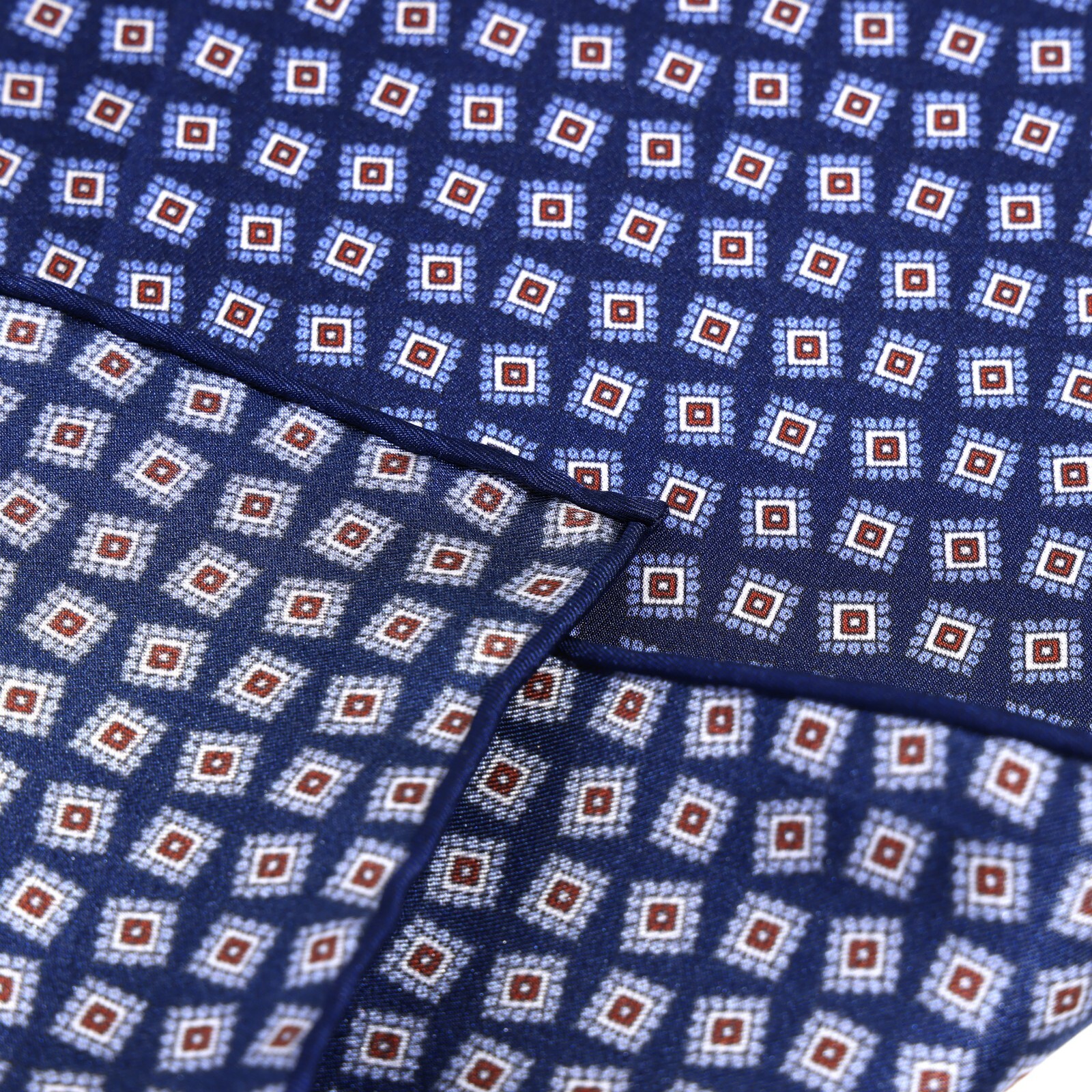 Men’s Pure Silk Twill Handkerchief Blue Floral Squares Pocket Square 30cm 11.8in