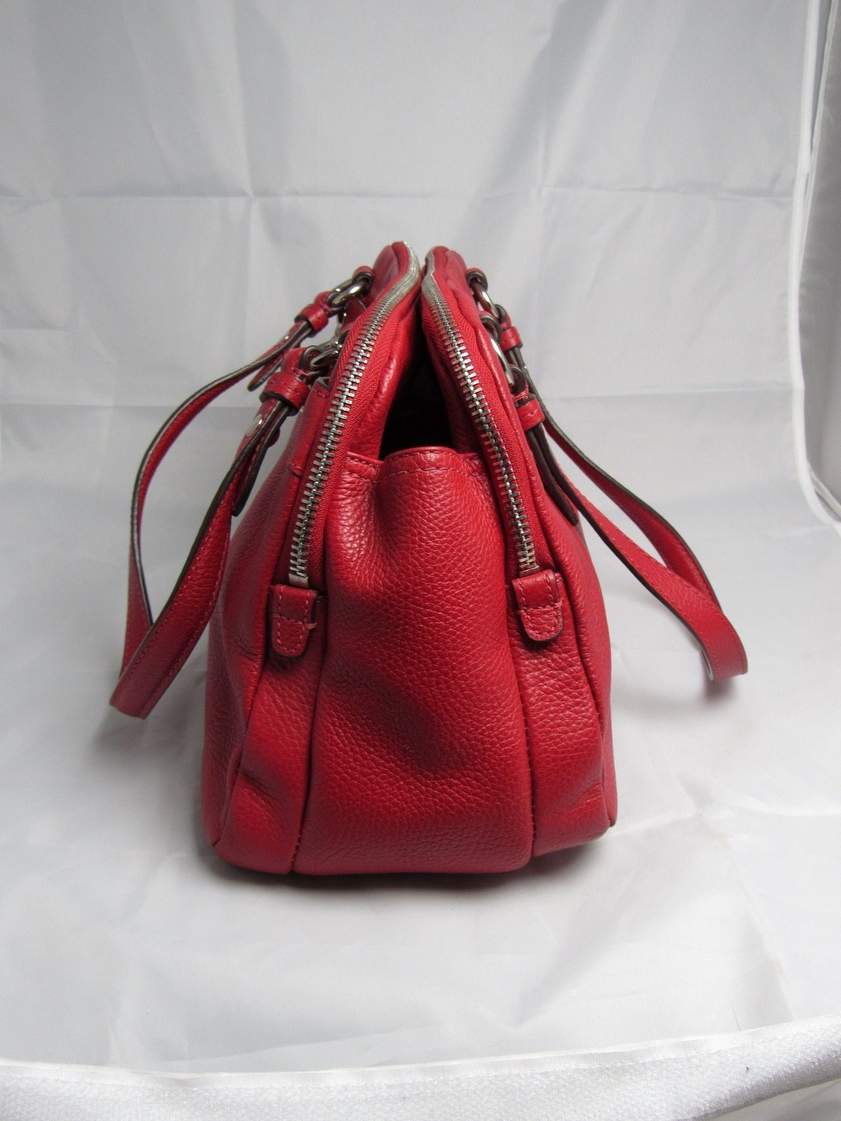 Coach Red Pebbled Leather Satchel Handbag