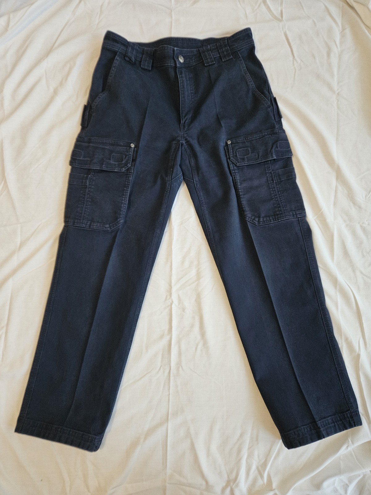 Duluth Flex Fire Hose Pants Mens 32×30 Blue Cargo Standard Fit Workwear Utility