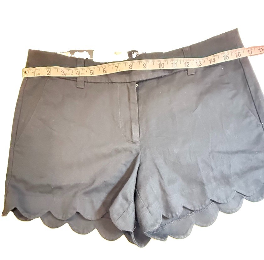 NWT J.Crew Factory Black Scalloped Hem Chino Shorts Women’s Size 6 Cotton
