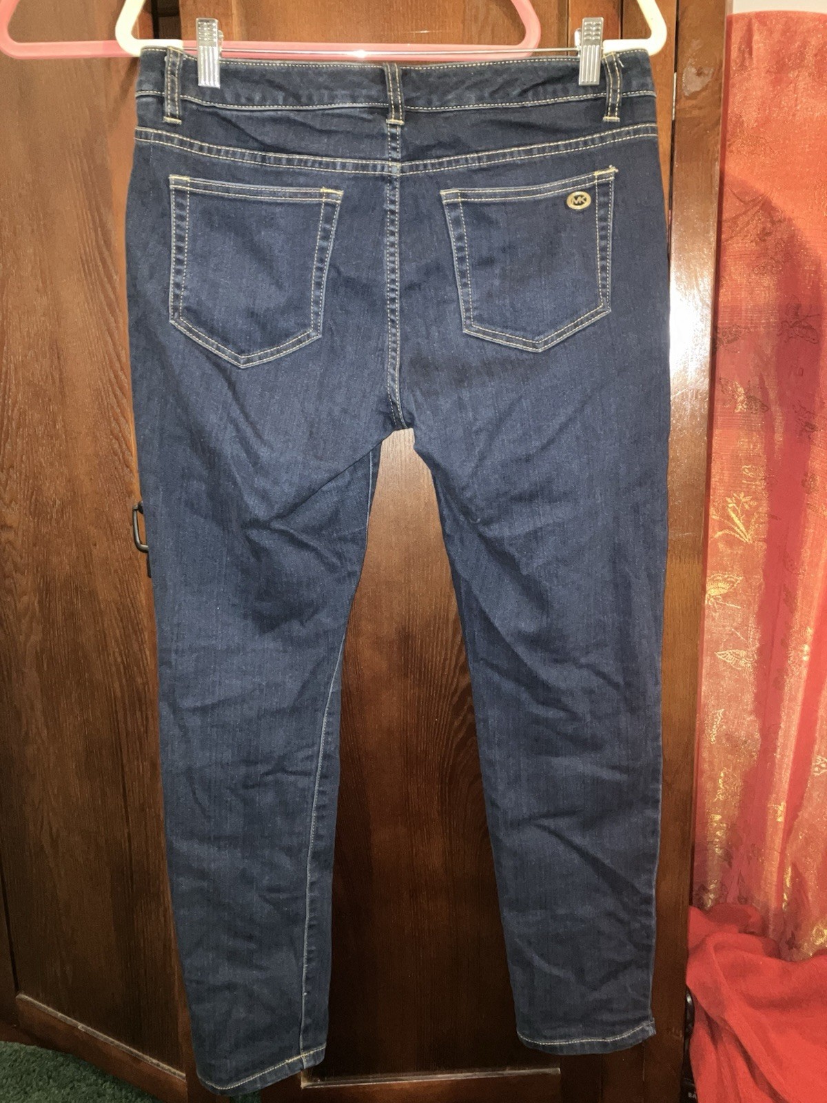 Michael Kors 8 Skinny Navy Jeans With Real Front Gold Zipper/Back Pockets