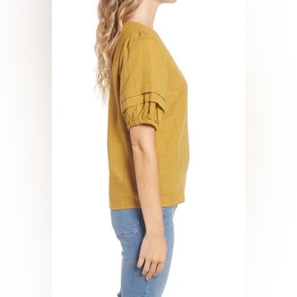 NEW MADEWELL Pembroke 100% Cotton Top in Mahan Plaid Bronzed Lichen Medium