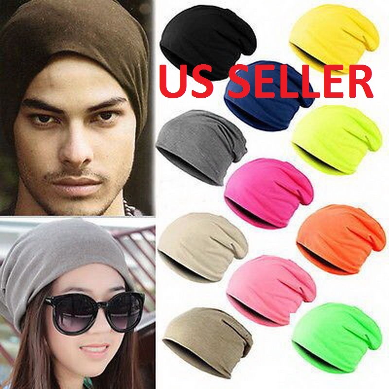 Women Mens Knitted Winter Warm Oversized Ski Slouch Hat Cap Baggy Beanies
