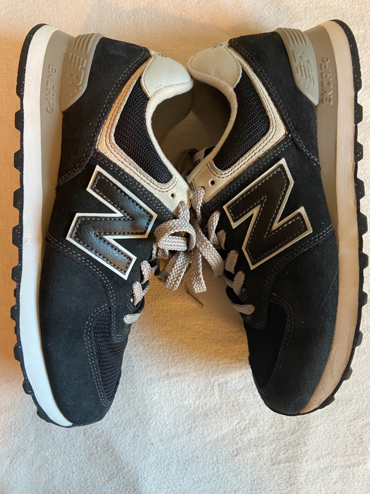 New Balance 574 Classic Black Gray White Lace-Up Low Top Sneakers