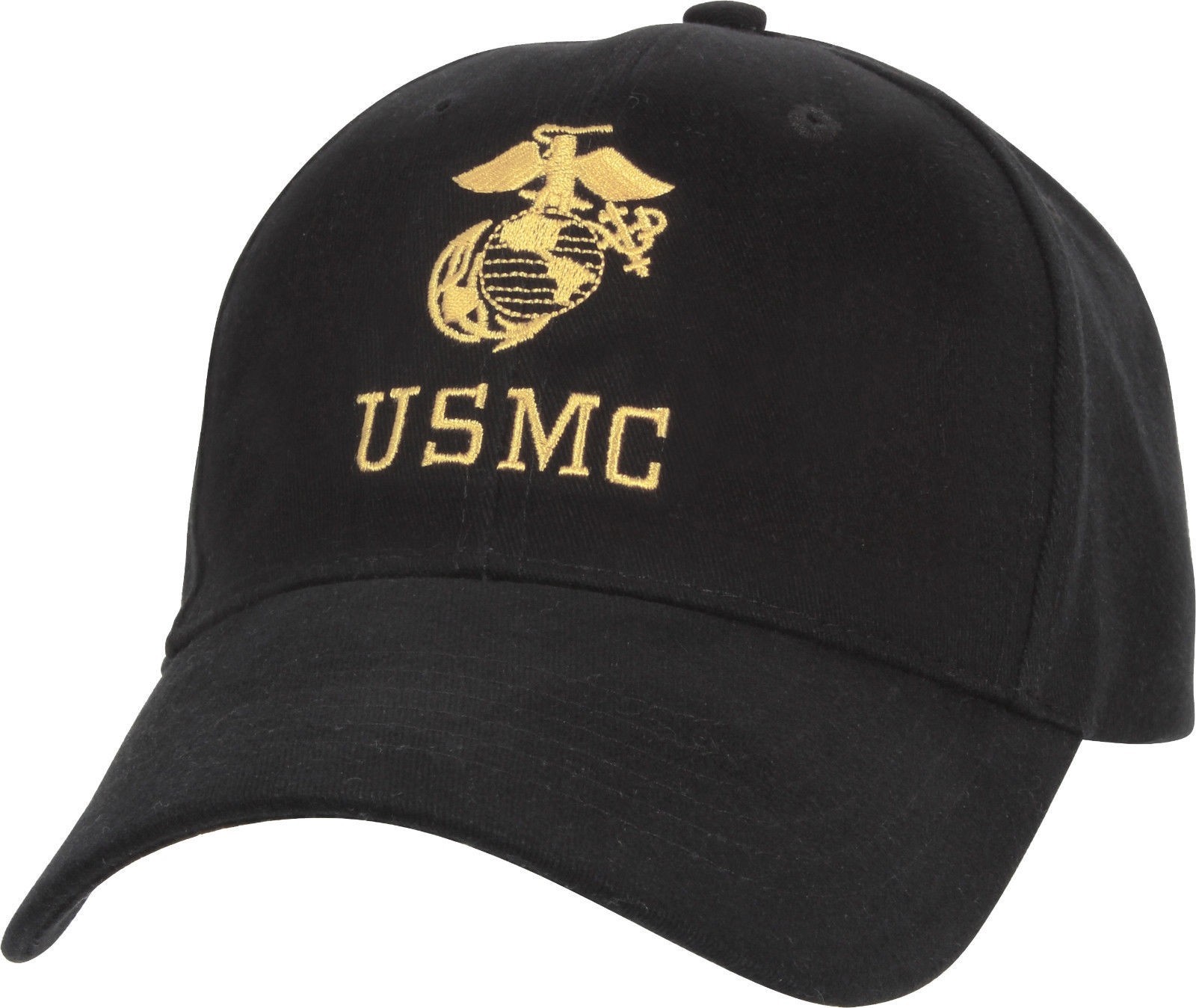Black USMC Globe & Anchor Logo Adjustable Cap Baseball Hat