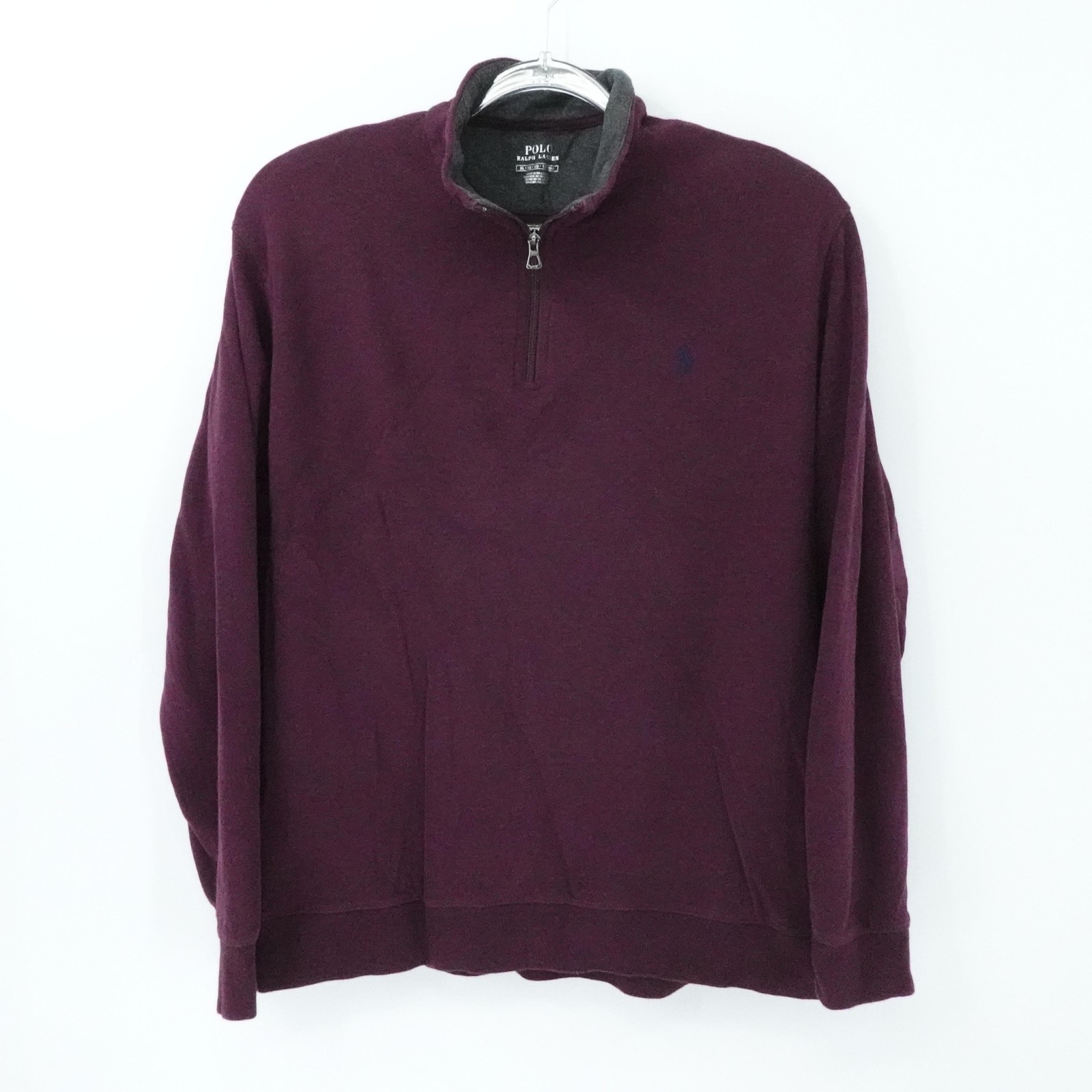 Polo Ralph Lauren Sweater Mens XL Burgundy Quarter Zip Embroidered Pony Preppy