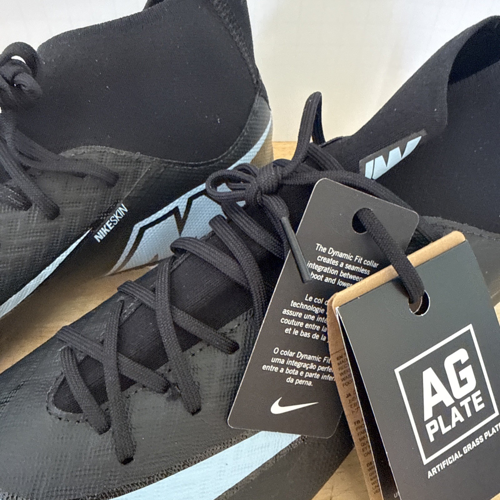 Nike Men’s Mercurial Superfly 10 Academy AG Cleats Soccer Black/Ice Blue 10.5