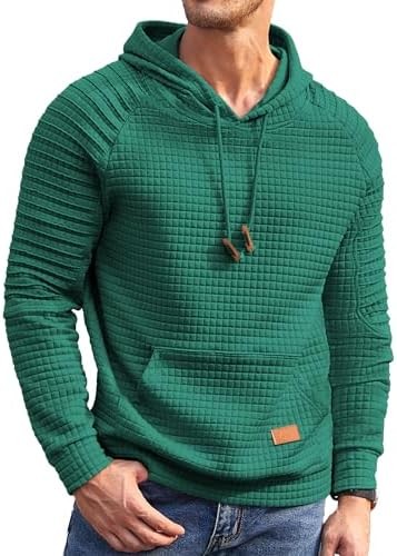 Coofandy Mens Hoodies Pullover Casaul Long Sleeve Drawstring Waffle Knit Hooded