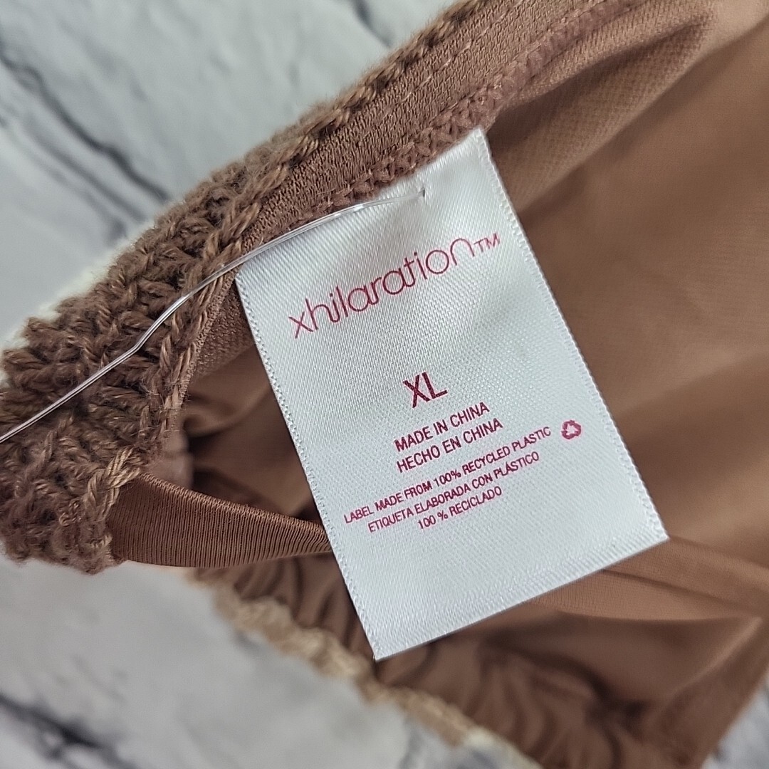 Xhilaration Crochet Triangle Bikini Top Multi Neutral Womens Jr Size XL New NWT