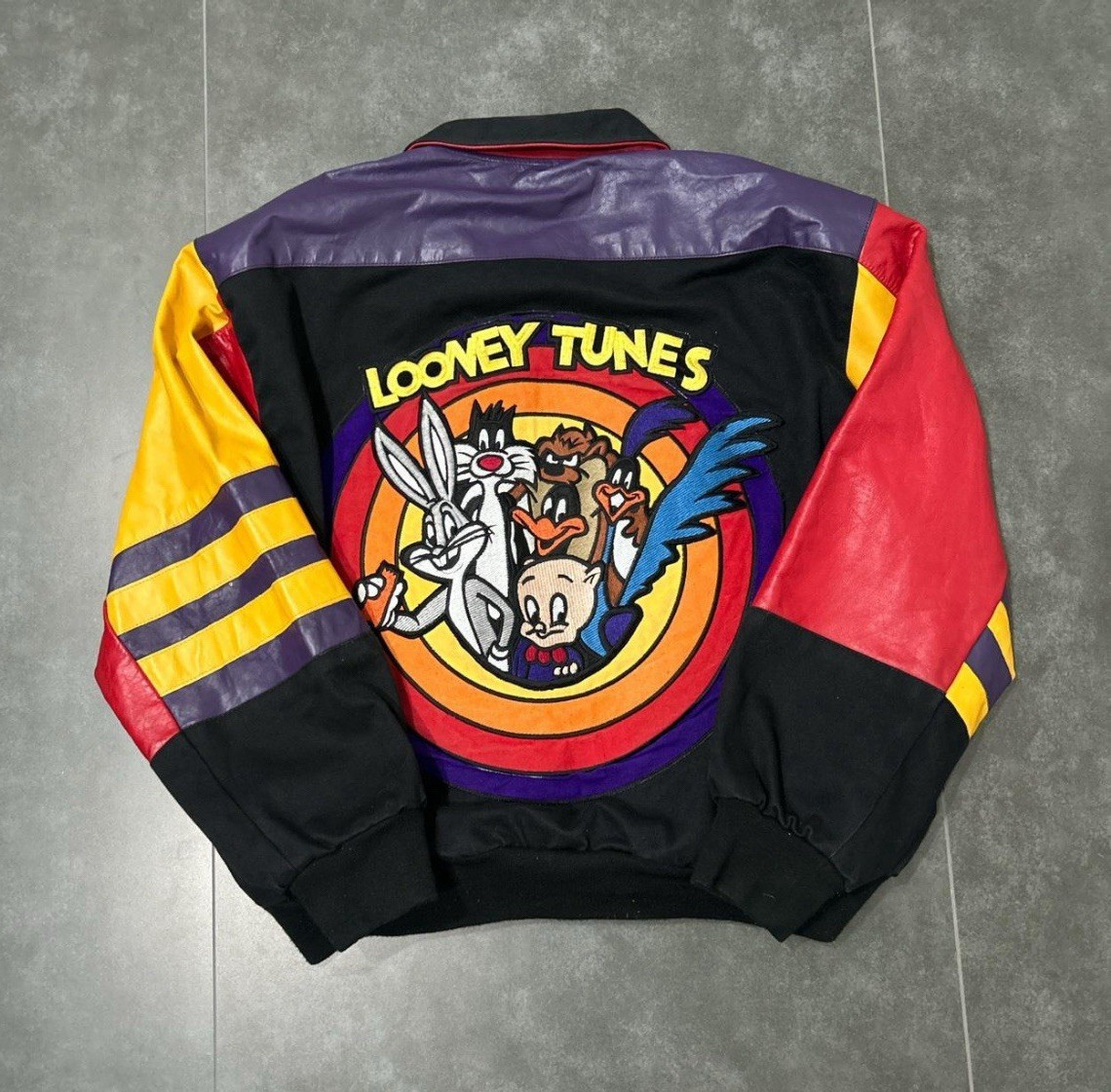 Vintage Looney Tunes Men’s Embroidered Varsity Jacket by Jeff Hamilton