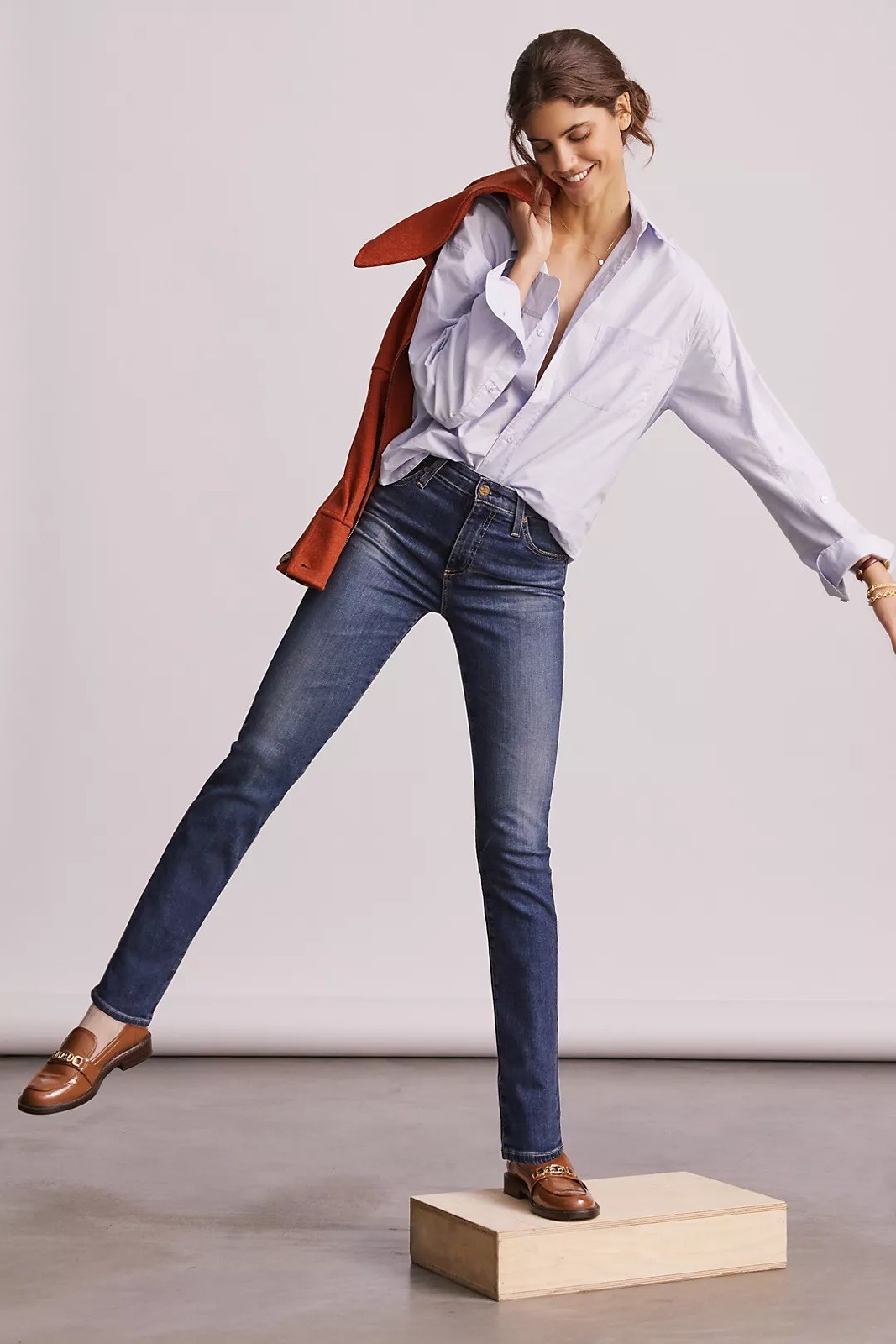 AG Adriano Goldschmied Anthropologie The Stevie Slim Straight Jeans Size 26R