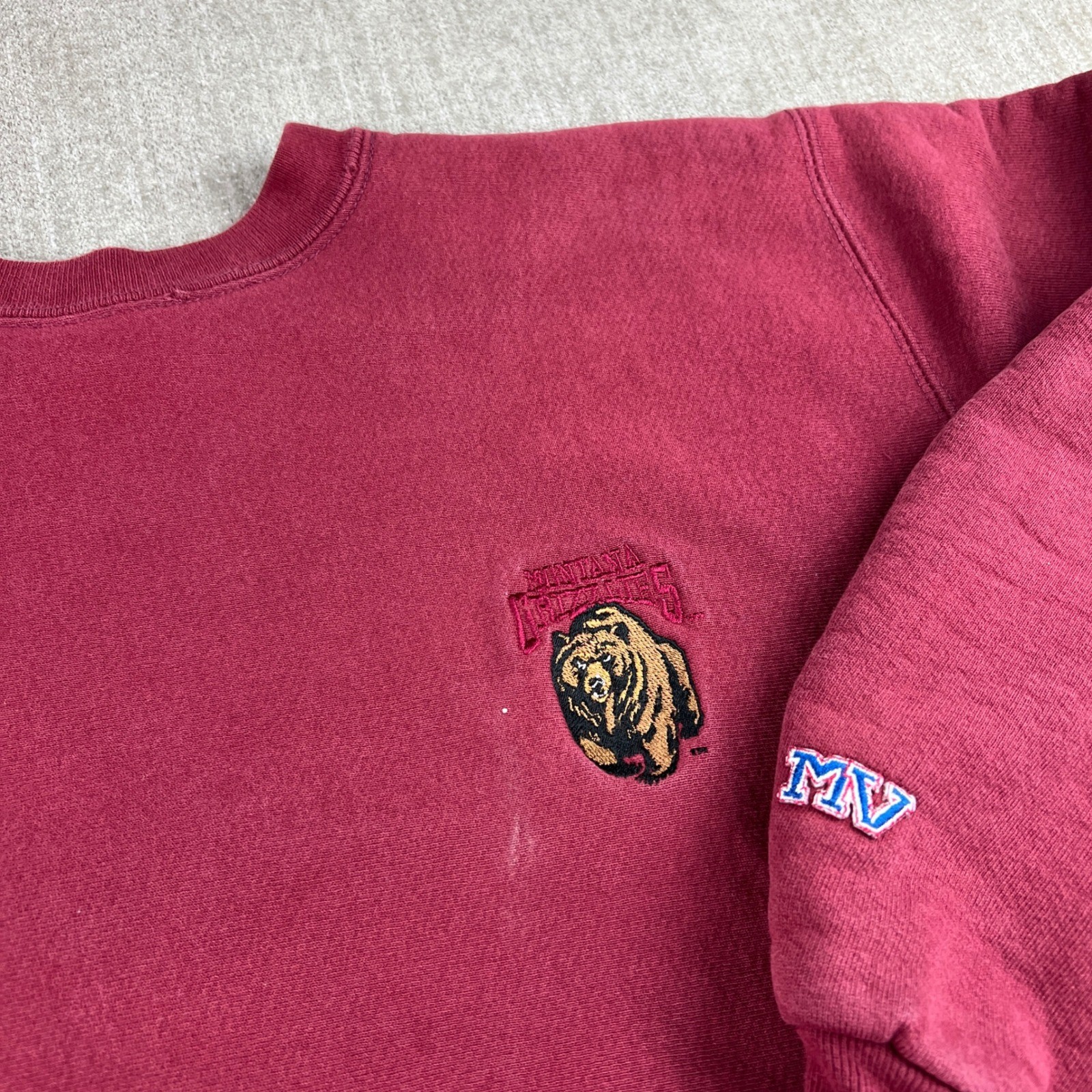MV Sport Proweave Sweatshirt Mens L Maroon Montana Grizzlies Reverse Weave 90s